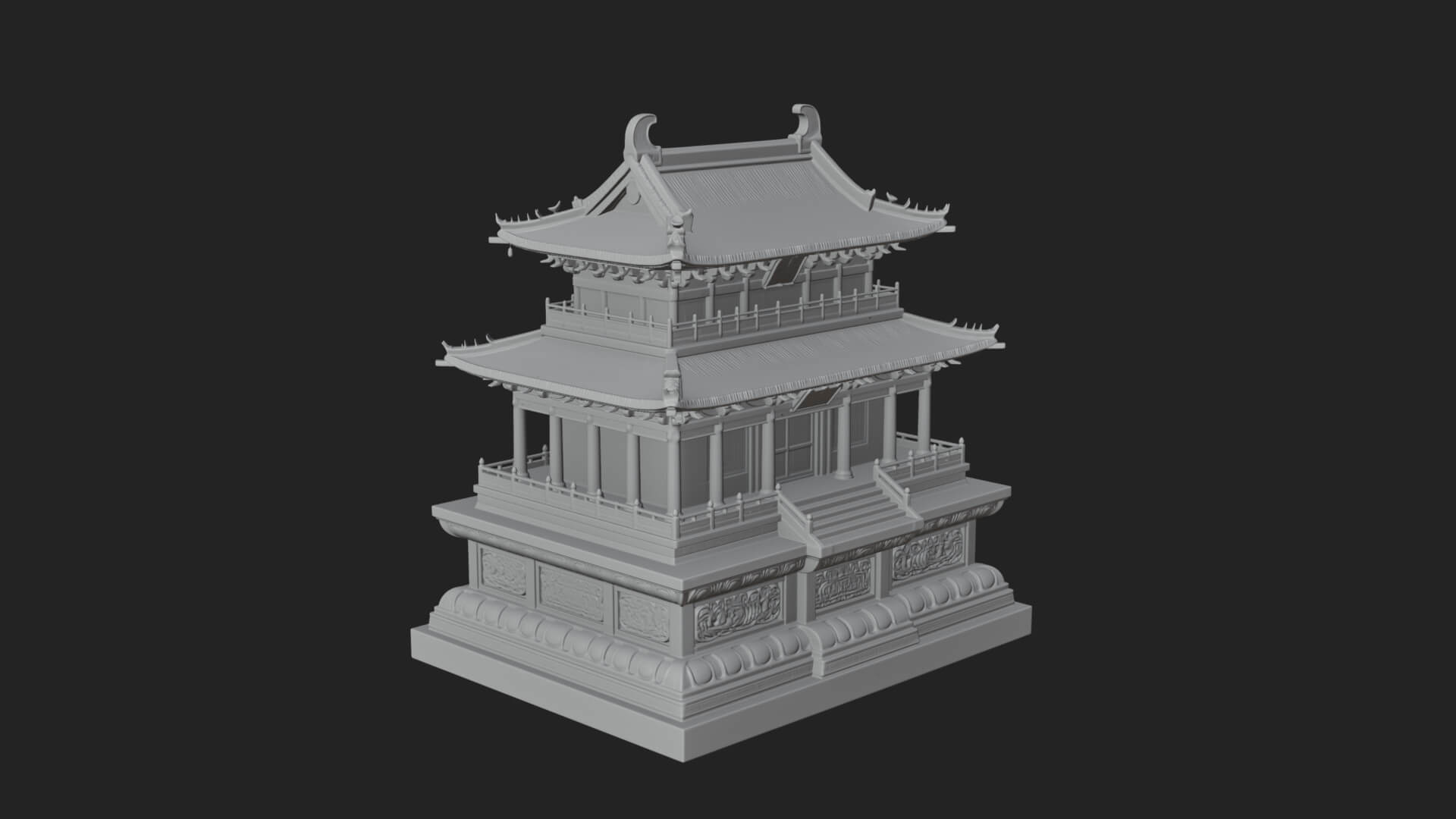 Tiered Pagoda Hall Temple Design 20 3D Print Model 3D Model