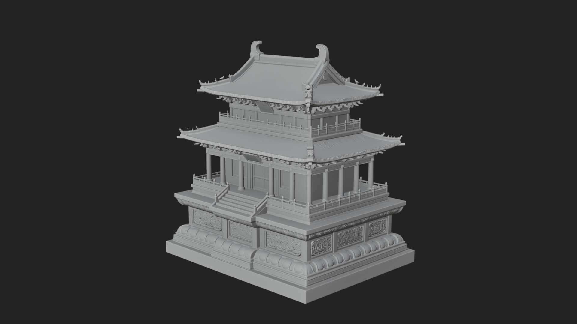 Tiered Pagoda Hall Temple Design 20 3D Print Model 3D Model