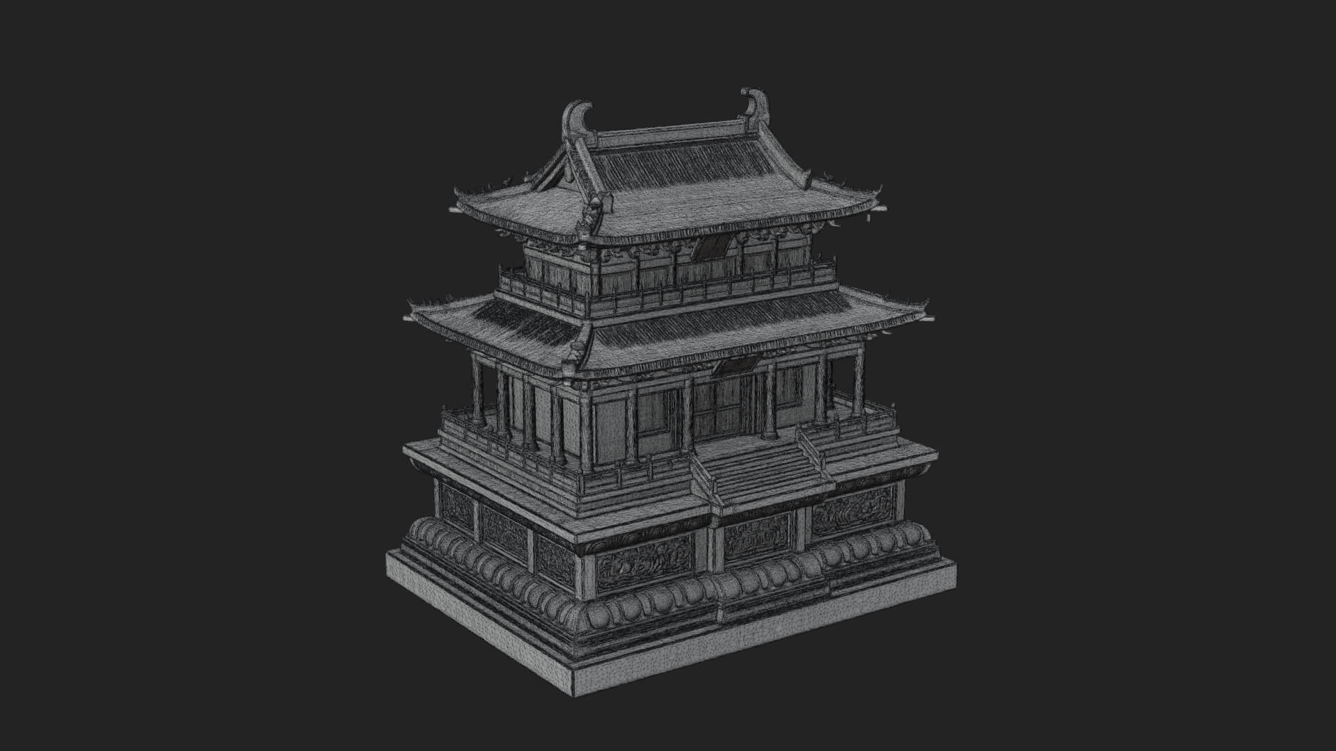 Tiered Pagoda Hall Temple Design 20 3D Print Model 3D Model