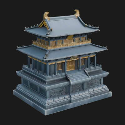 Tiered Pagoda Hall Temple Design 20 3D Print Model
