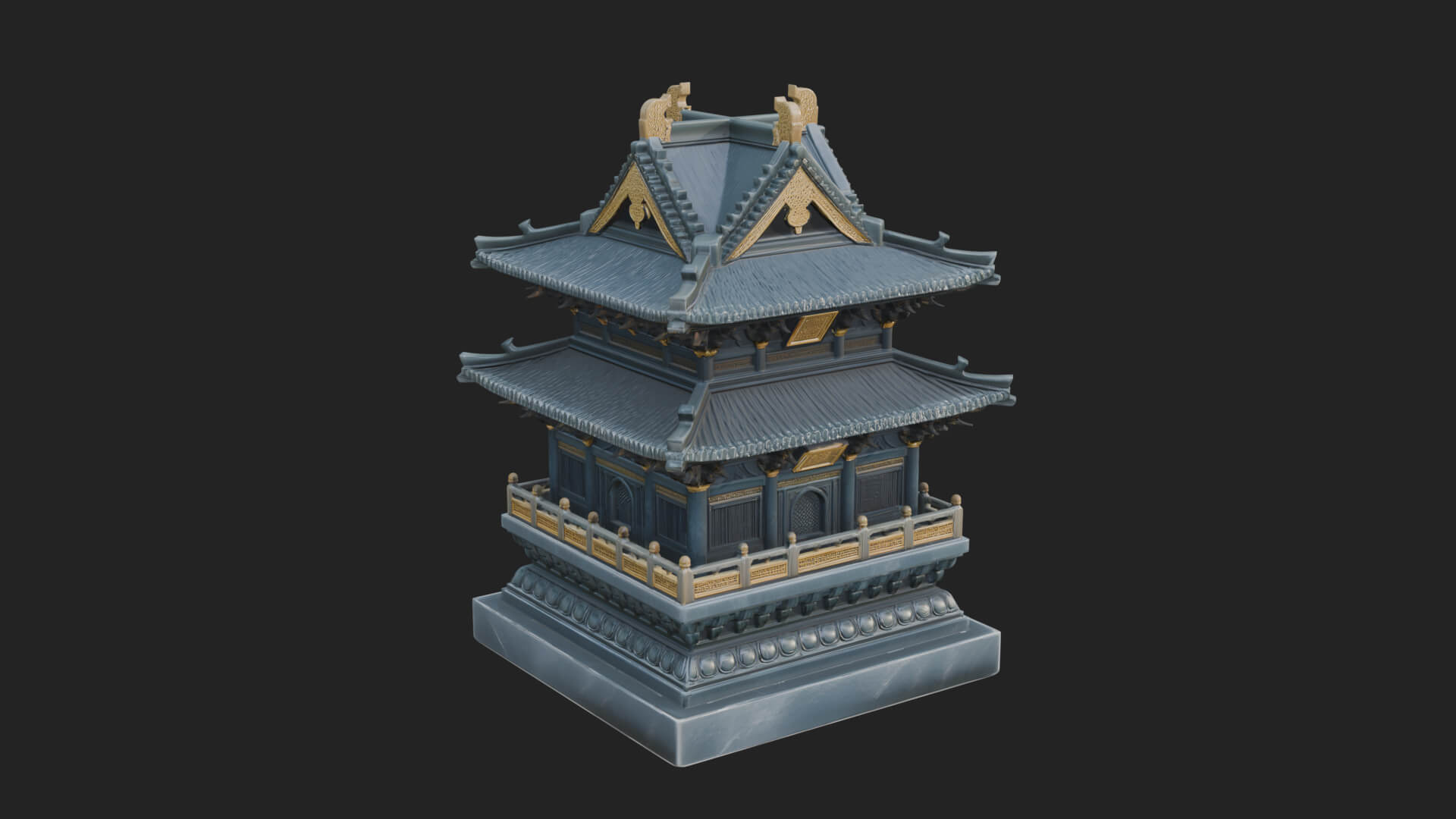 Tiered Pagoda Hall Temple Design 21 3D Print Model 3D Model