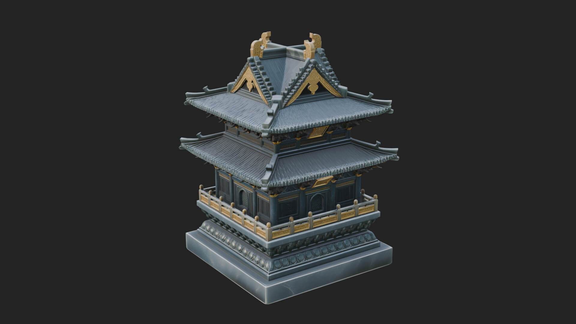 Tiered Pagoda Hall Temple Design 21 3D Print Model 3D Model