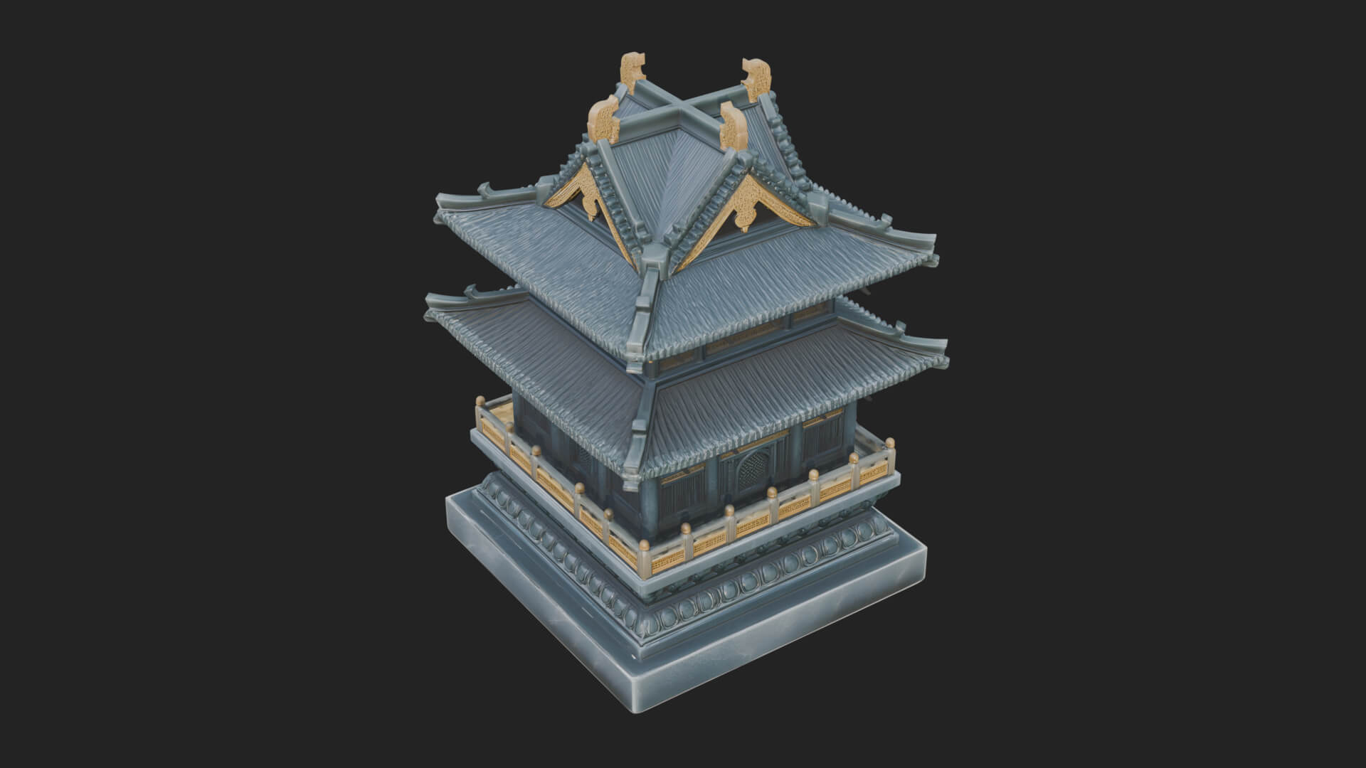 Tiered Pagoda Hall Temple Design 21 3D Print Model 3D Model