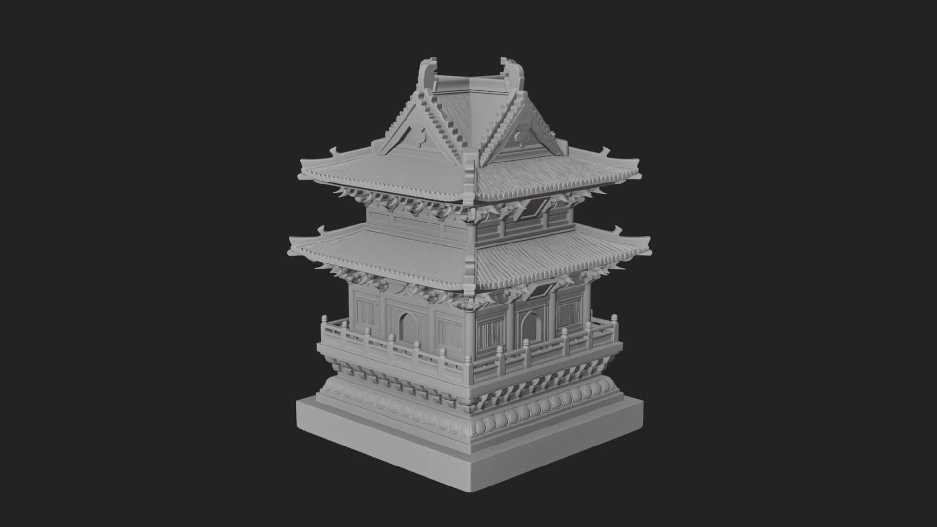 Tiered Pagoda Hall Temple Design 21 3D Print Model 3D Model