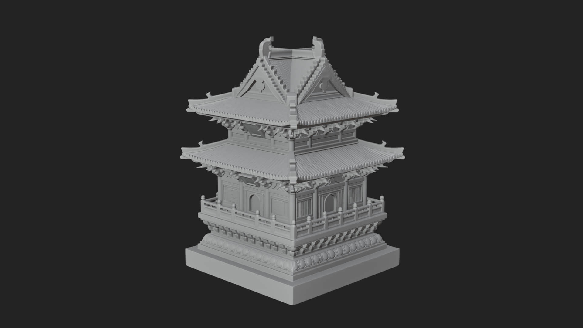 Tiered Pagoda Hall Temple Design 21 3D Print Model 3D Model