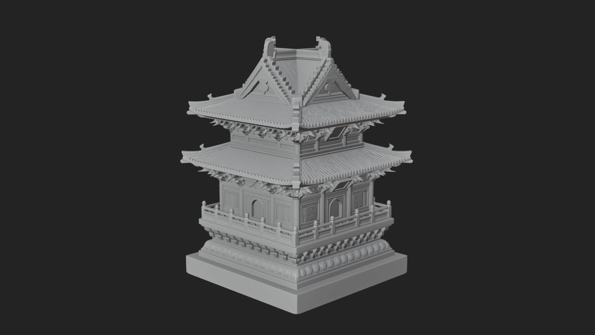 Tiered Pagoda Hall Temple Design 21 3D Print Model 3D Model