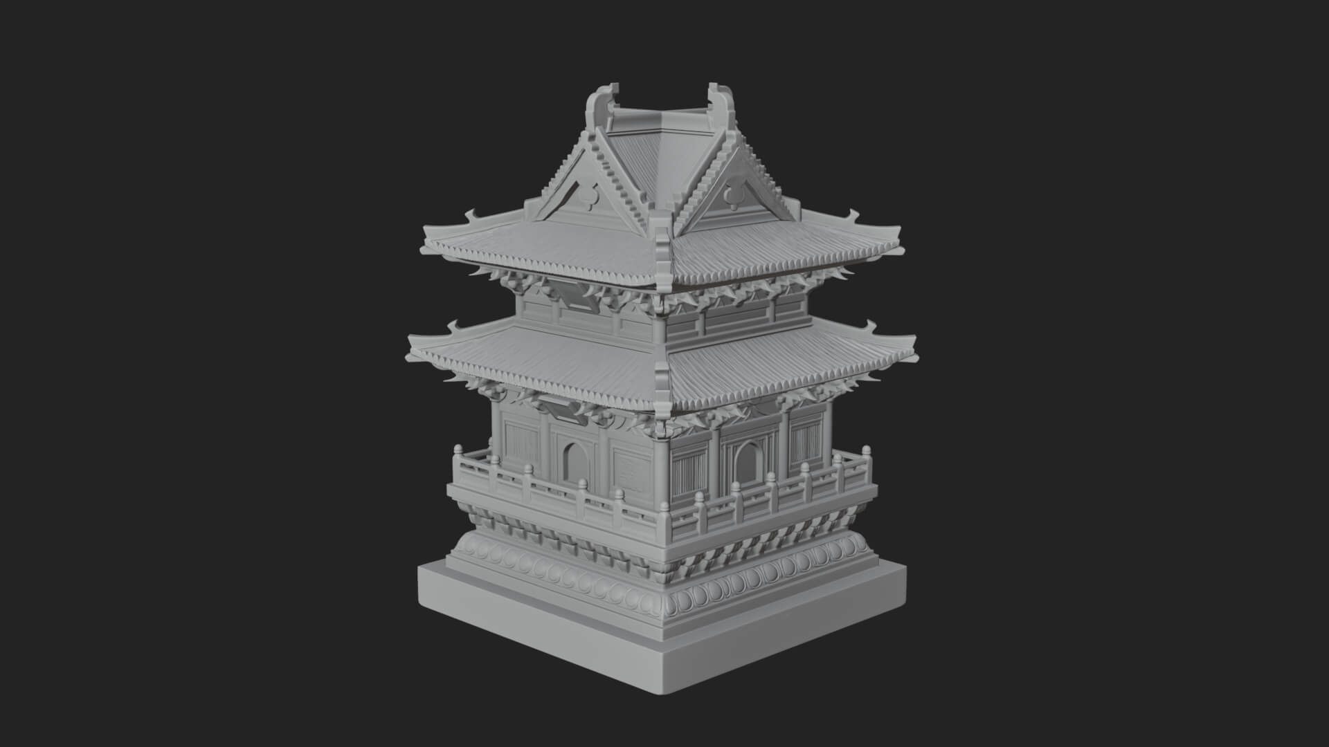 Tiered Pagoda Hall Temple Design 21 3D Print Model 3D Model