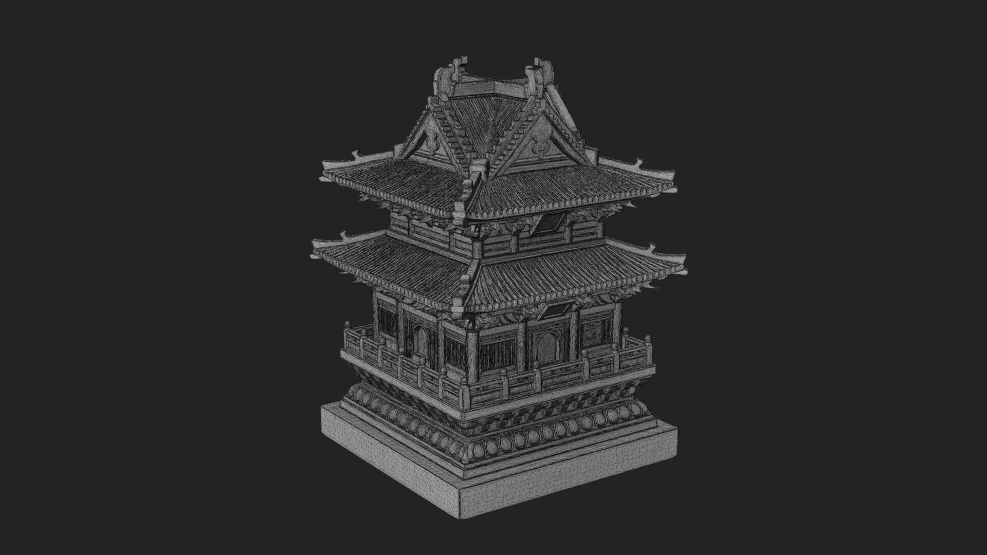Tiered Pagoda Hall Temple Design 21 3D Print Model 3D Model