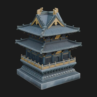 Tiered Pagoda Hall Temple Design 21 3D Print Model