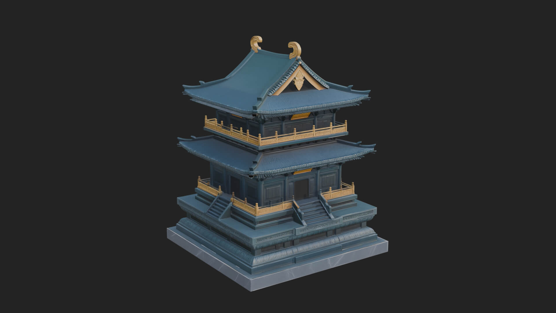 Tiered Pagoda Hall Temple Design 22 3D Print Model 3D Model