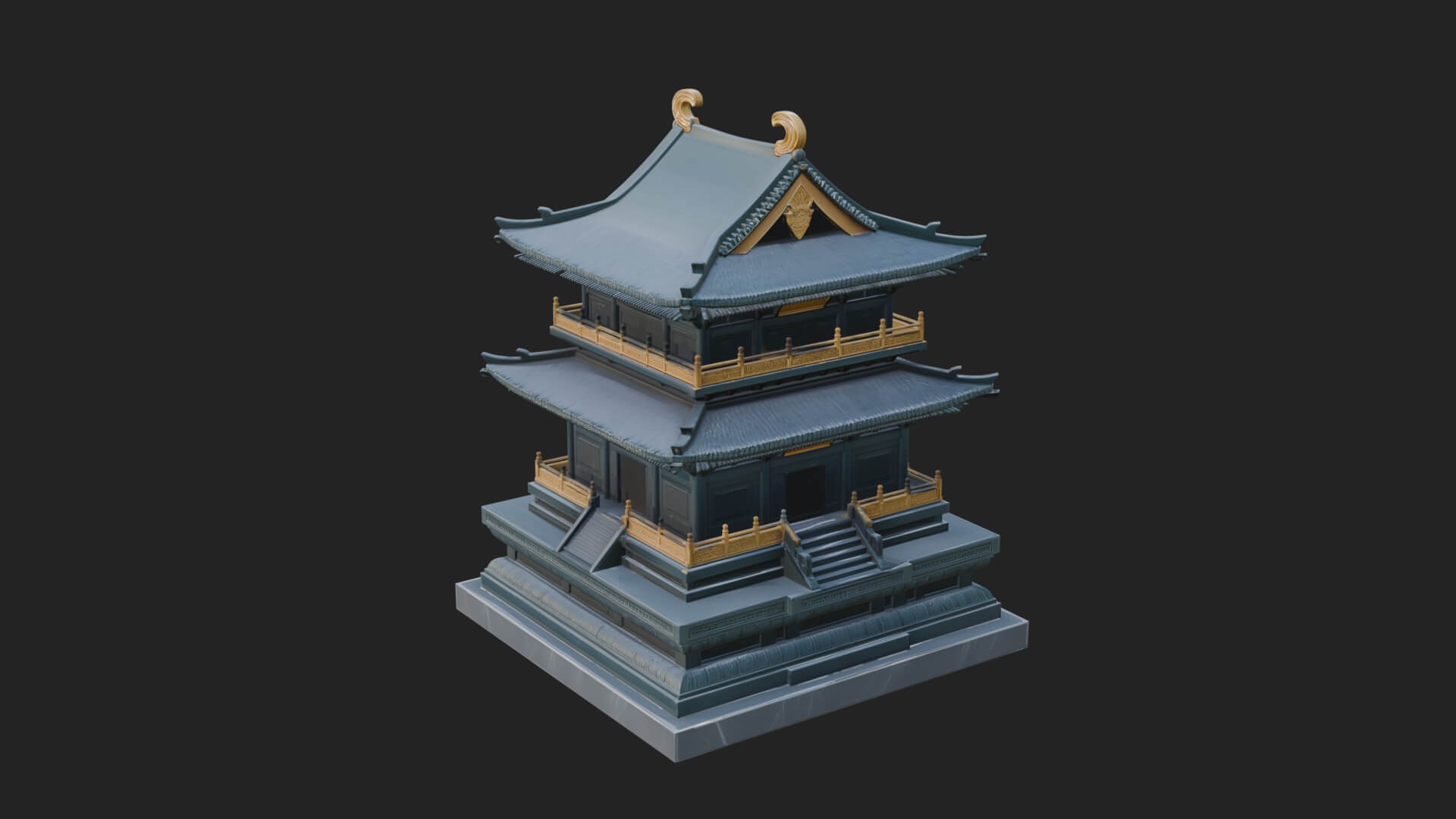 Tiered Pagoda Hall Temple Design 22 3D Print Model 3D Model