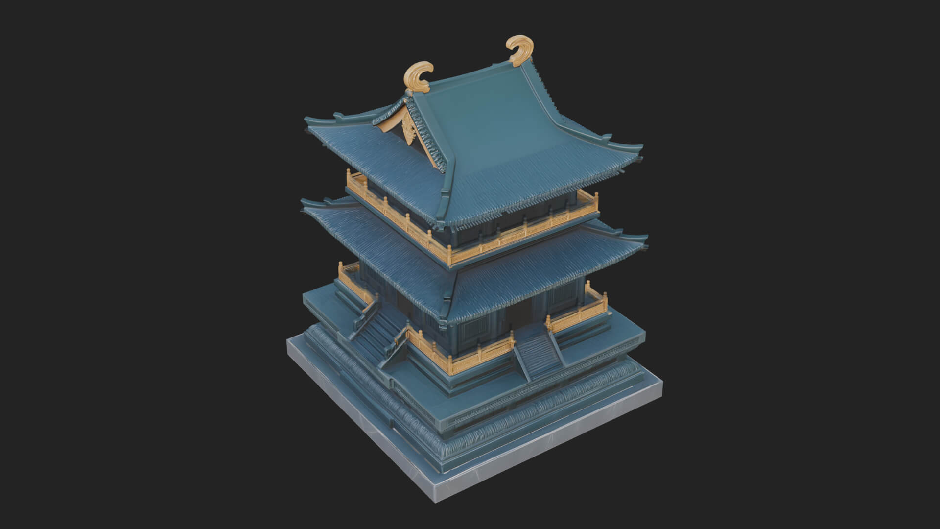 Tiered Pagoda Hall Temple Design 22 3D Print Model 3D Model
