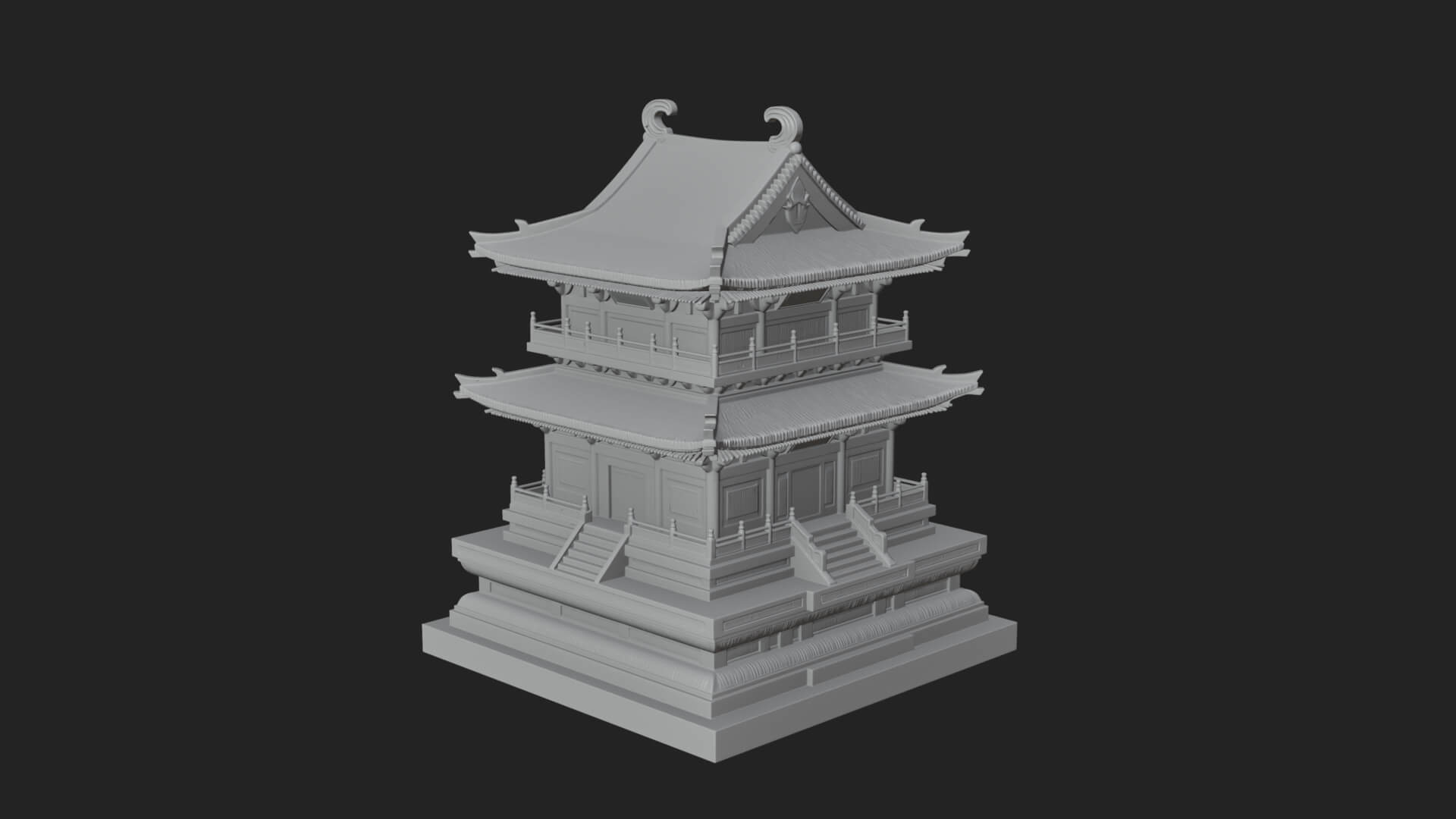 Tiered Pagoda Hall Temple Design 22 3D Print Model 3D Model