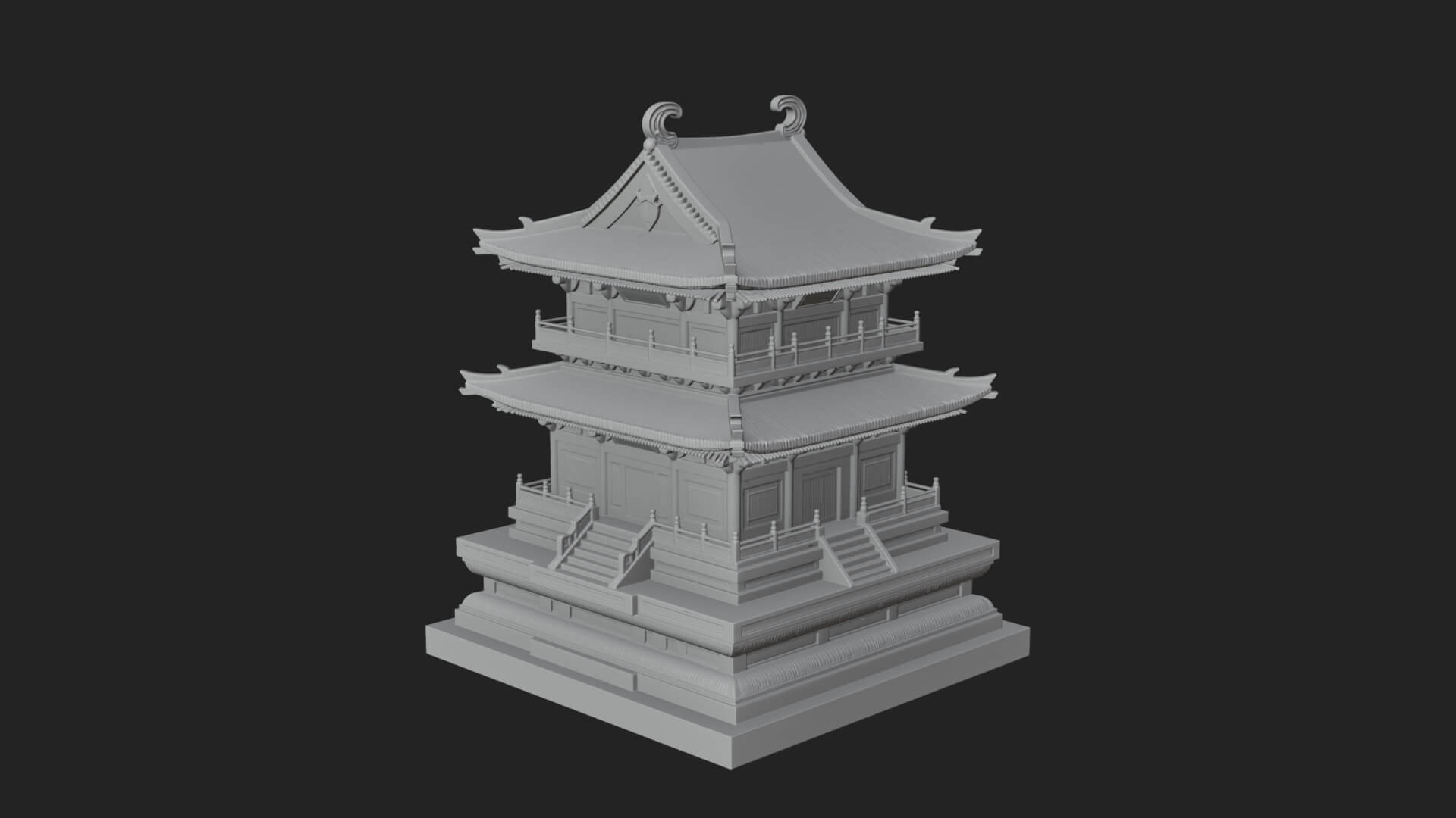 Tiered Pagoda Hall Temple Design 22 3D Print Model 3D Model