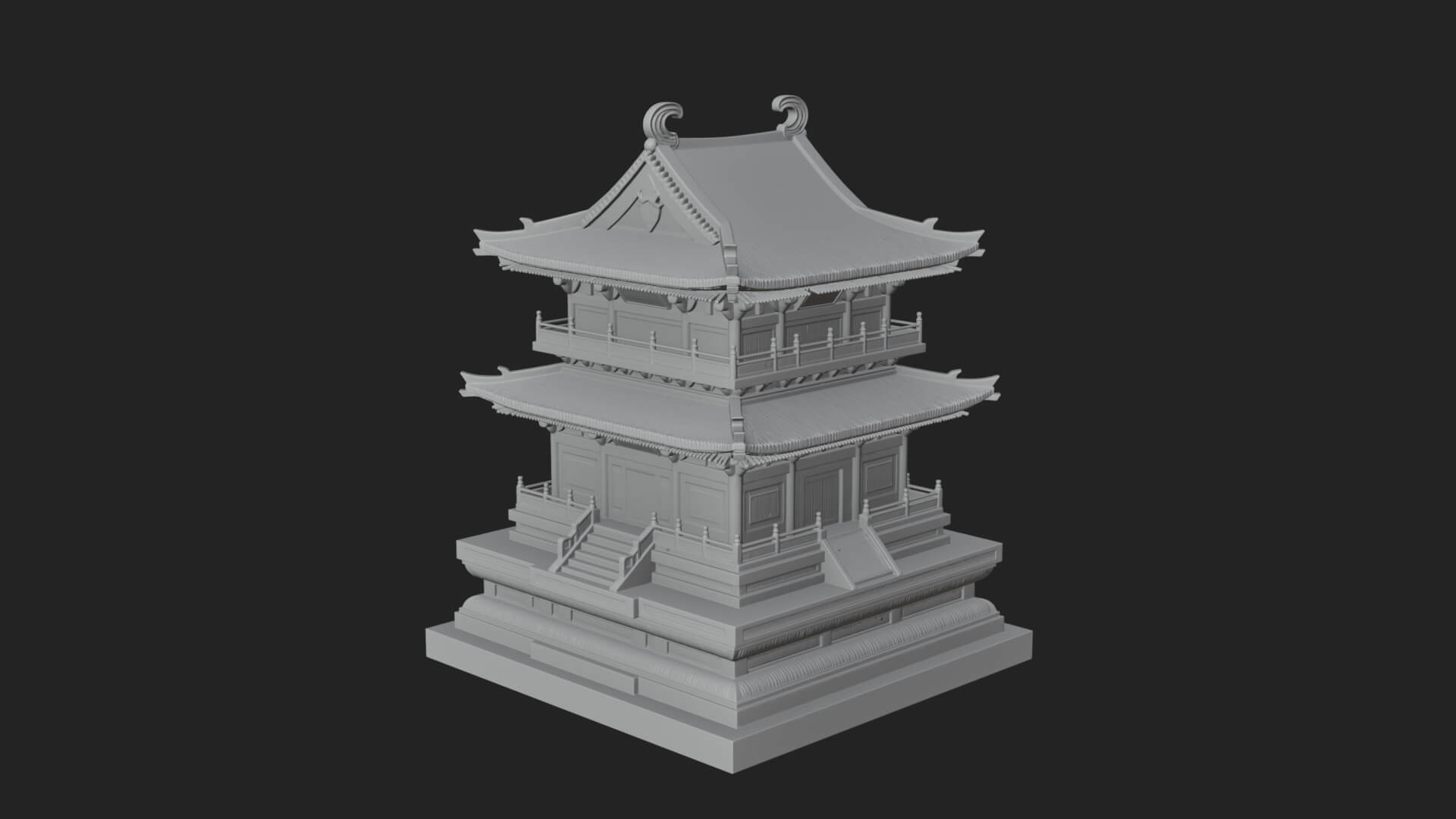 Tiered Pagoda Hall Temple Design 22 3D Print Model 3D Model