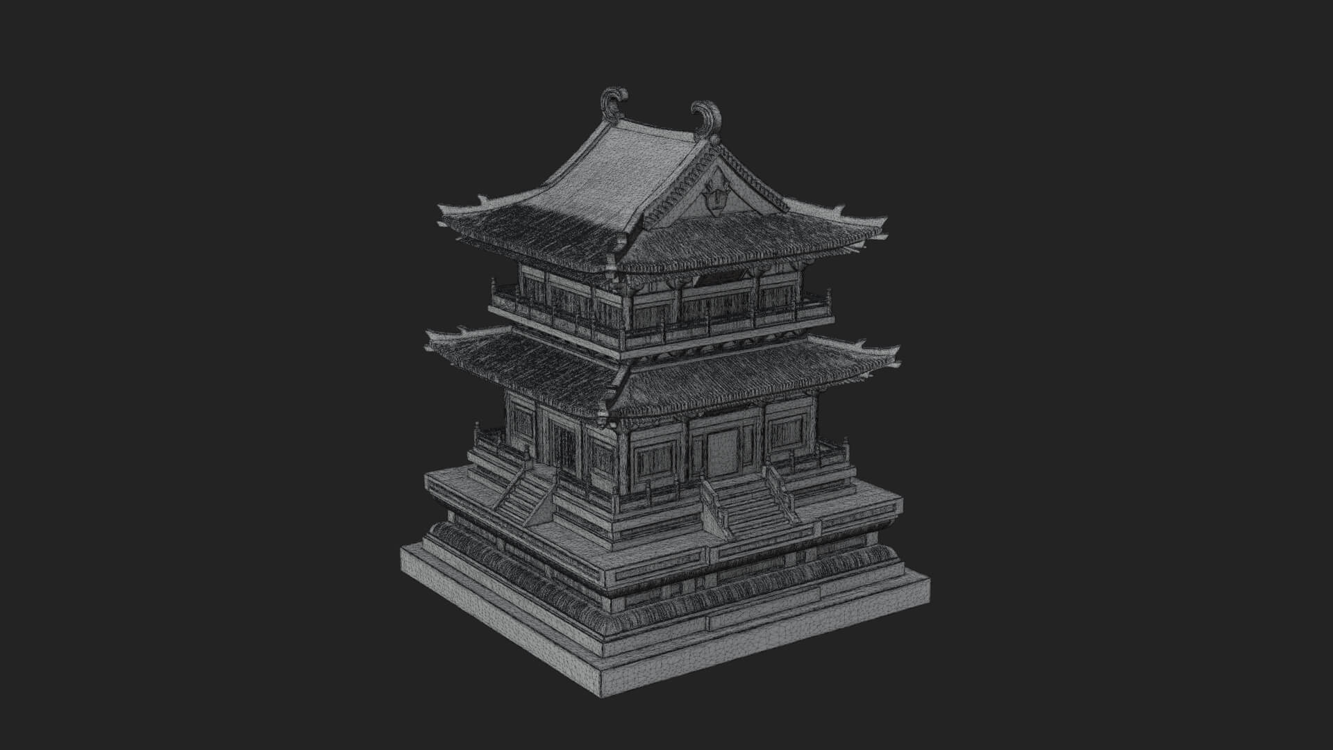 Tiered Pagoda Hall Temple Design 22 3D Print Model 3D Model