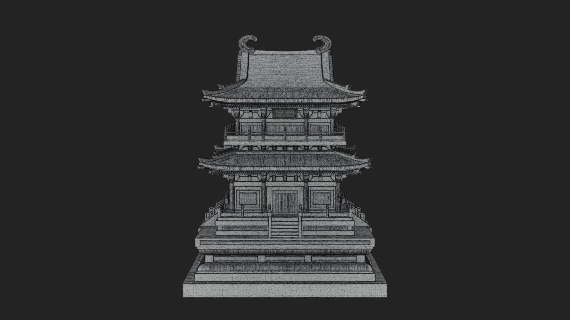 Tiered Pagoda Hall Temple Design 22 3D Print Model 3D Model