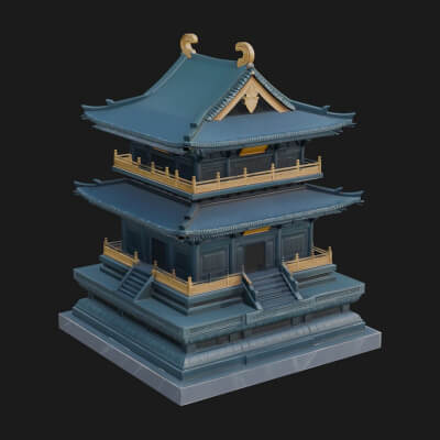 Tiered Pagoda Hall Temple Design 22 3D Print Model
