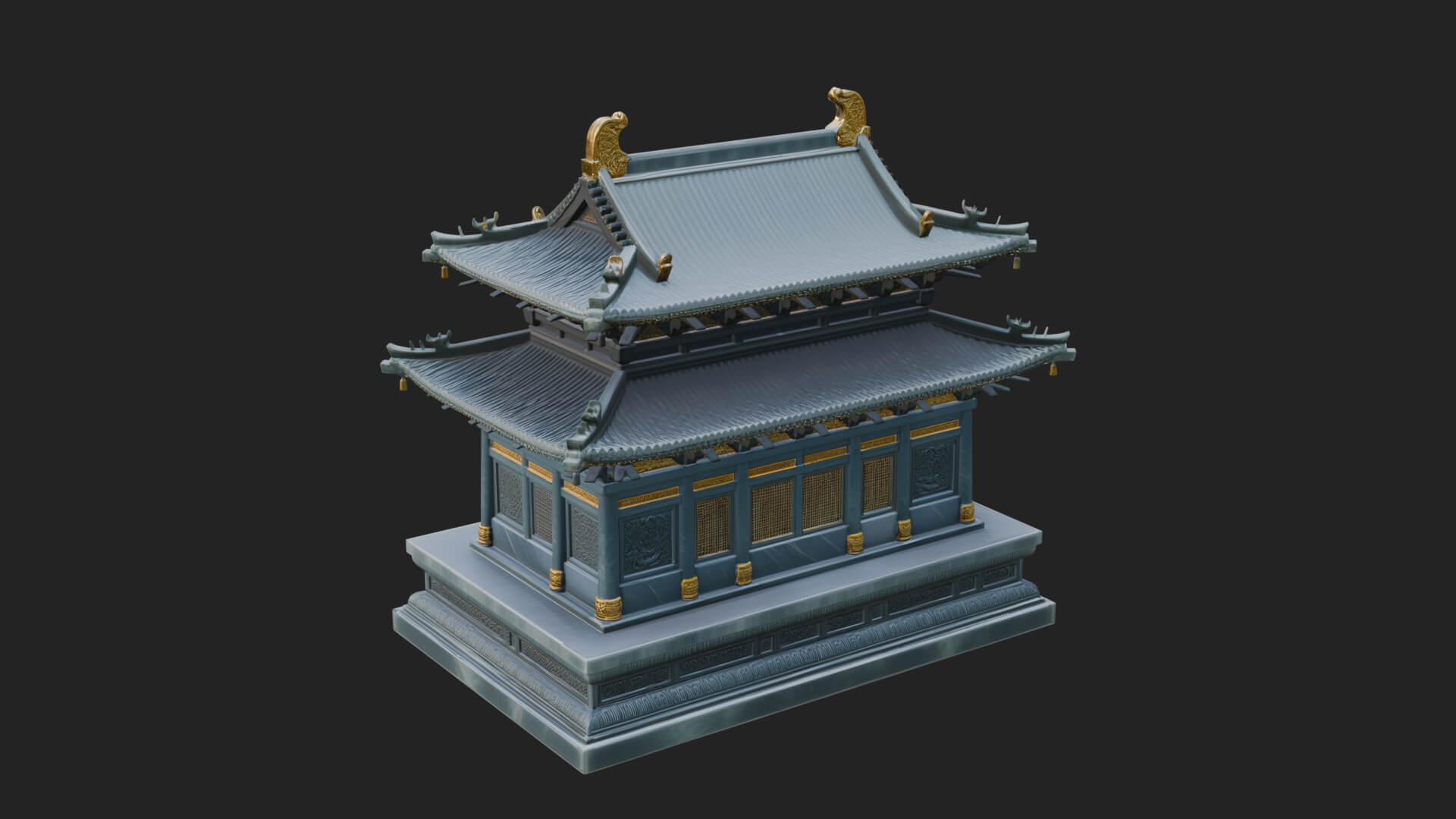 Tiered Pagoda Hall Temple Design 23 3D Print Model 3D Model