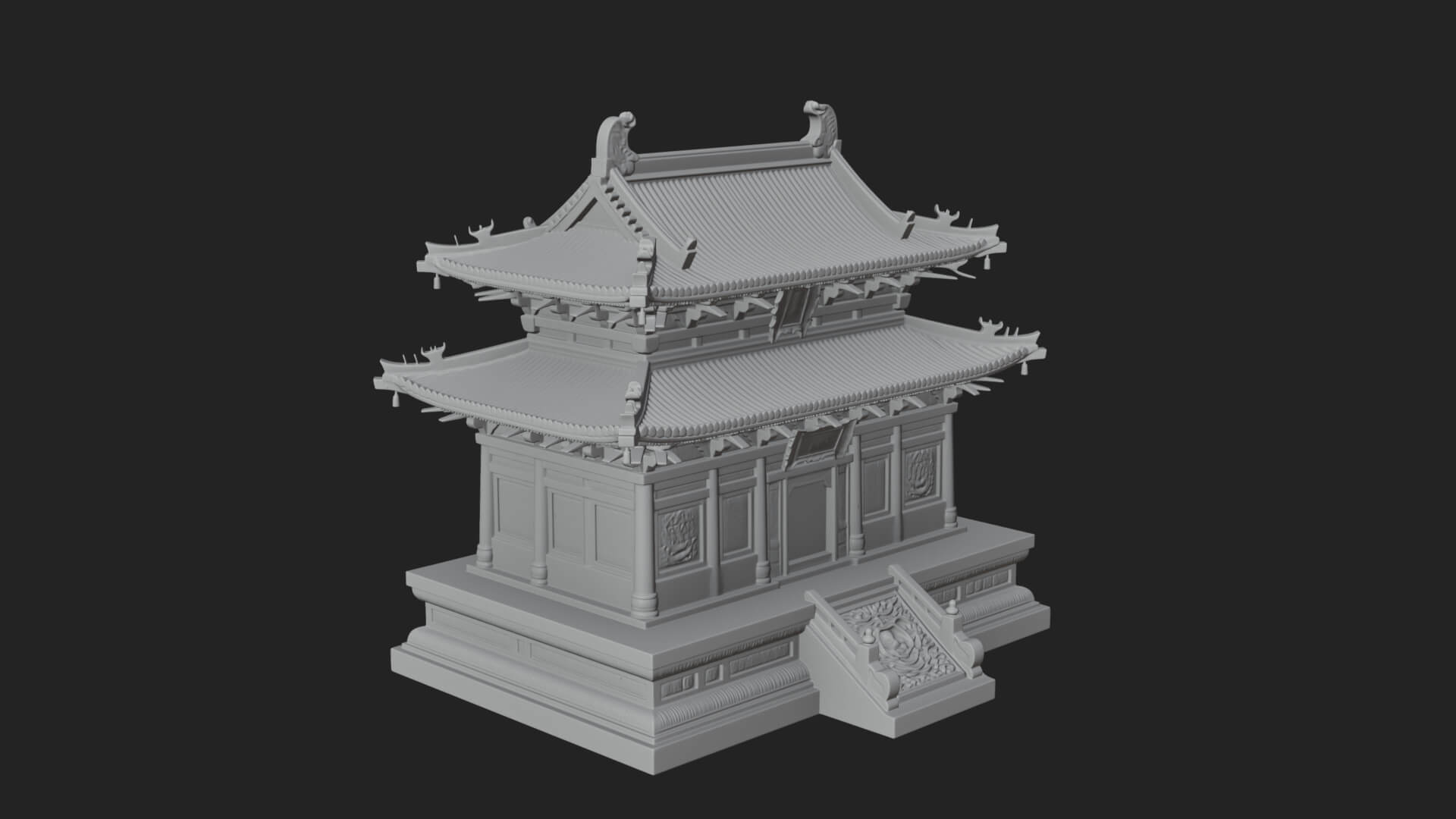 Tiered Pagoda Hall Temple Design 23 3D Print Model 3D Model