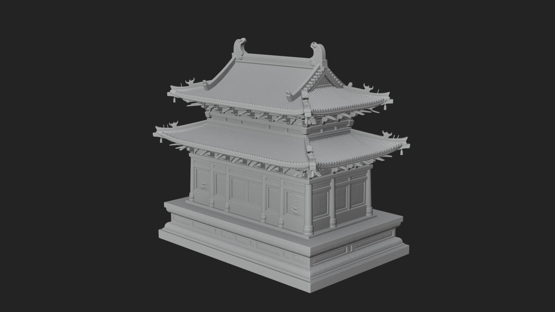 Tiered Pagoda Hall Temple Design 23 3D Print Model 3D Model
