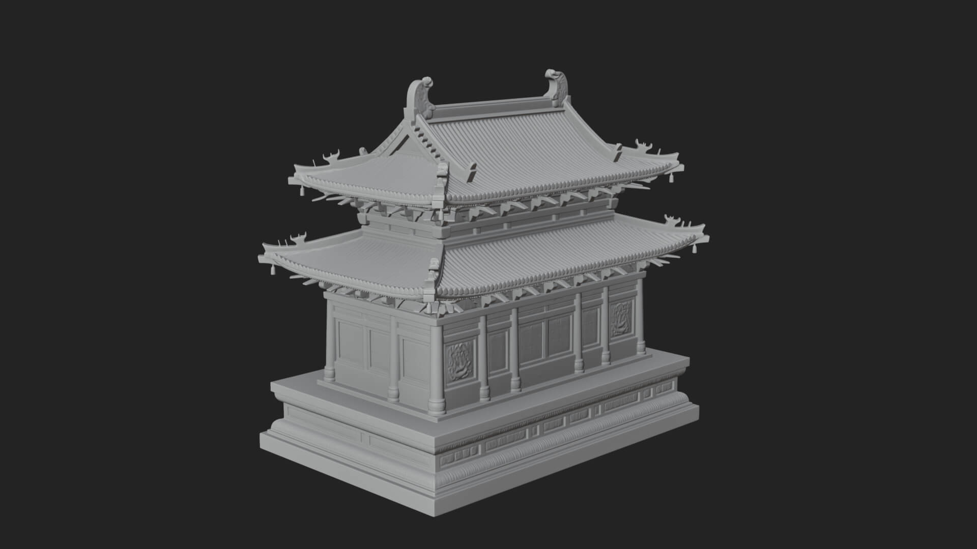 Tiered Pagoda Hall Temple Design 23 3D Print Model 3D Model