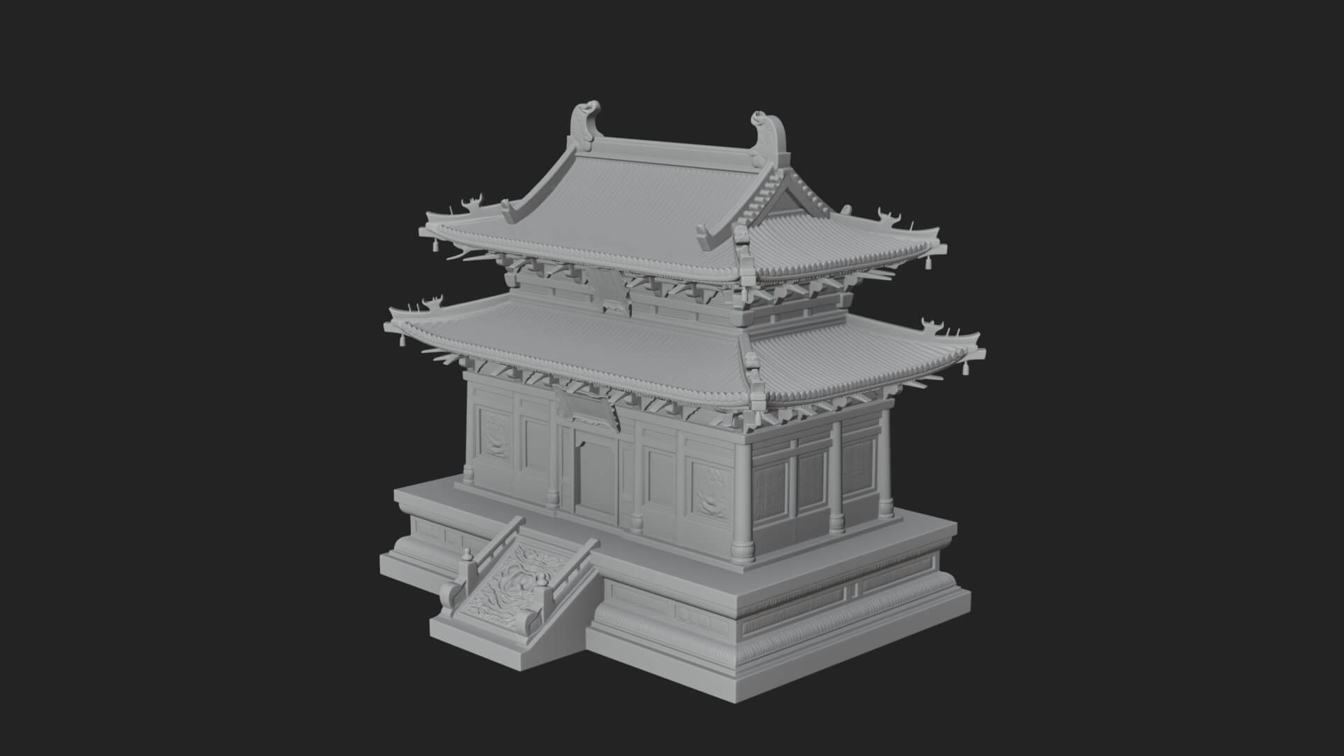 Tiered Pagoda Hall Temple Design 23 3D Print Model 3D Model