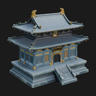 Tiered Pagoda Hall Temple Design 23 3D Print Model