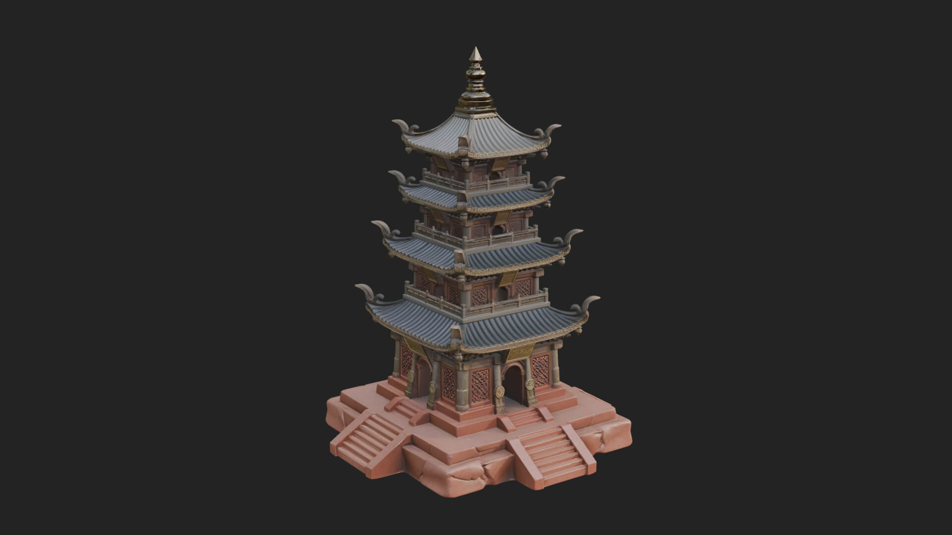 Tiered Pagoda Hall Temple Design 24 3D Print Model 3D Model