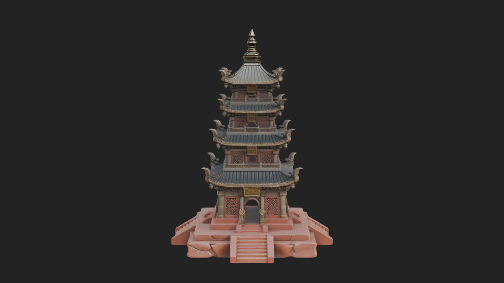 Tiered Pagoda Hall Temple Design 24 3D Print Model 3D Model