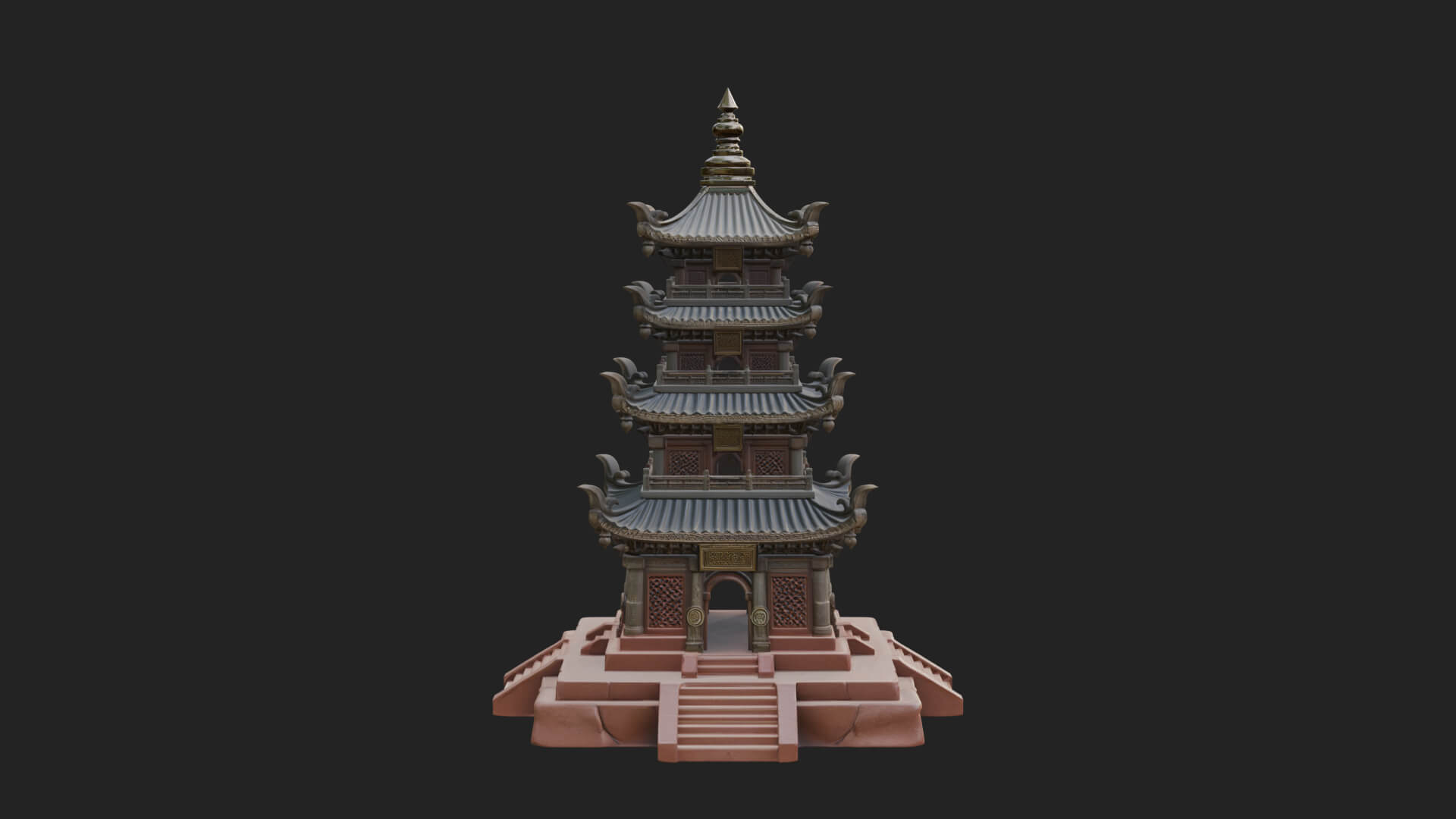 Tiered Pagoda Hall Temple Design 24 3D Print Model 3D Model