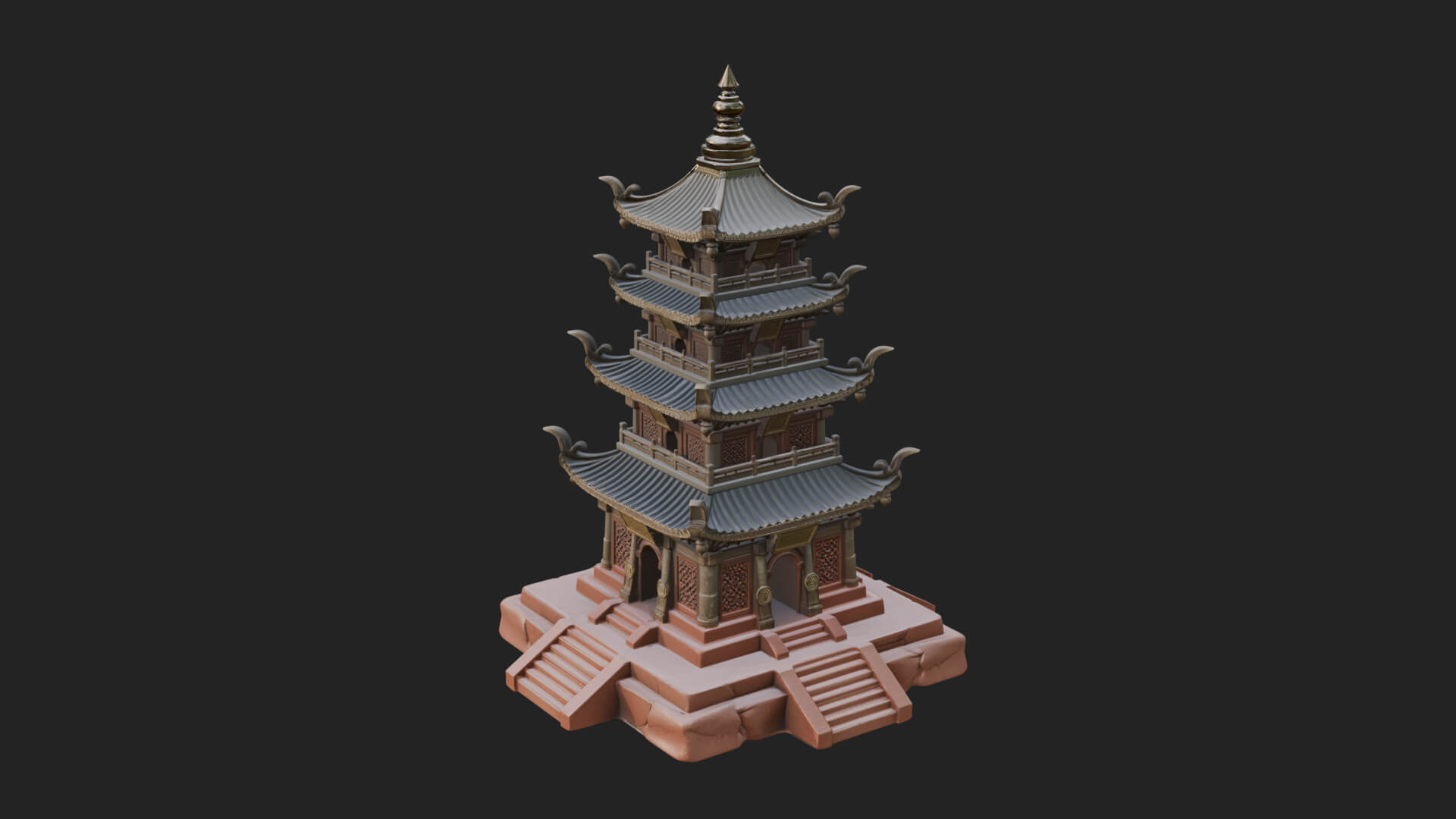 Tiered Pagoda Hall Temple Design 24 3D Print Model 3D Model