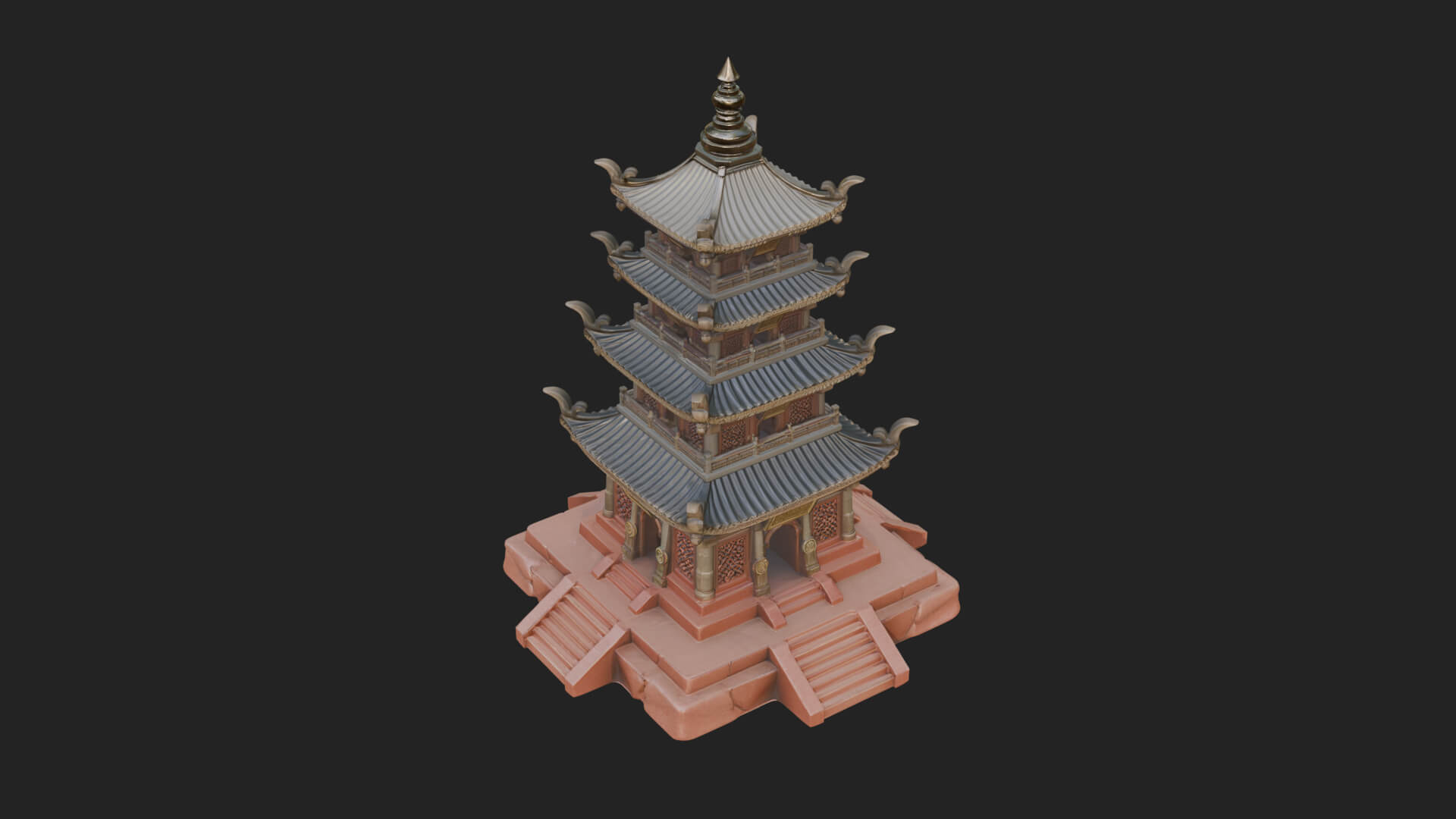 Tiered Pagoda Hall Temple Design 24 3D Print Model 3D Model