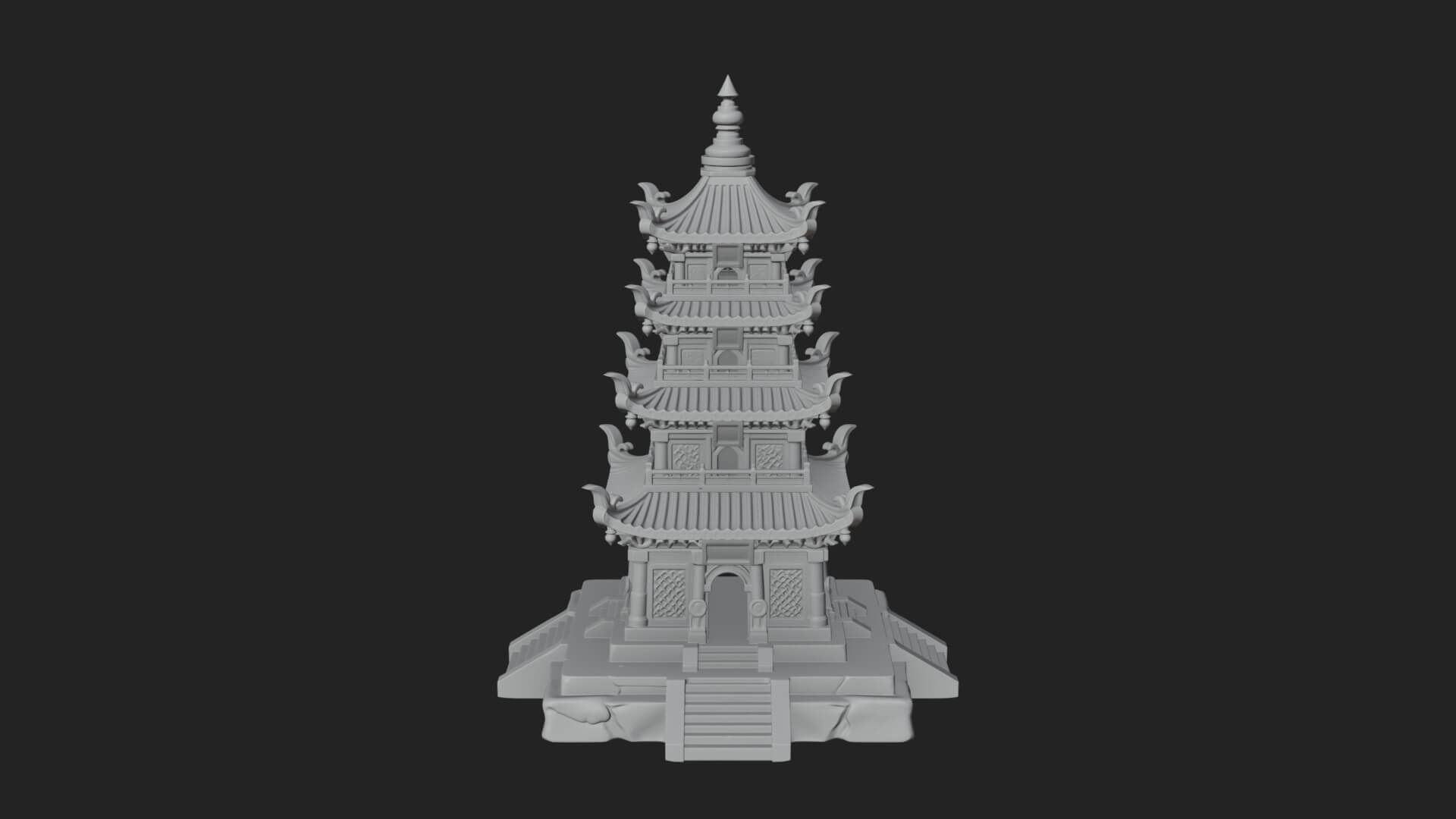 Tiered Pagoda Hall Temple Design 24 3D Print Model 3D Model