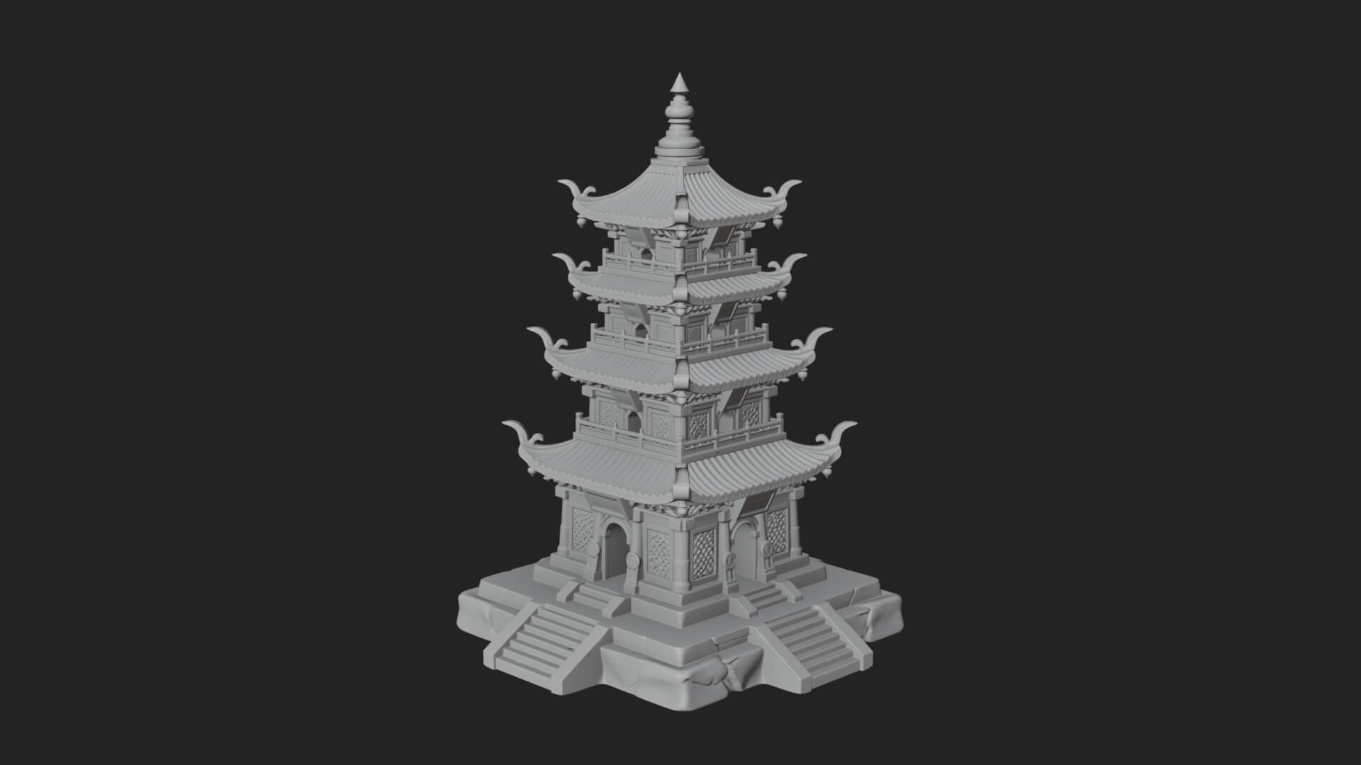 Tiered Pagoda Hall Temple Design 24 3D Print Model 3D Model
