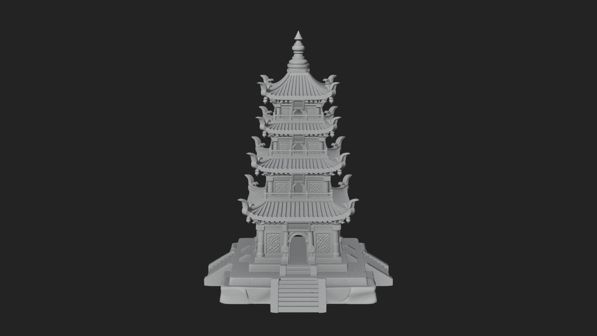 Tiered Pagoda Hall Temple Design 24 3D Print Model 3D Model