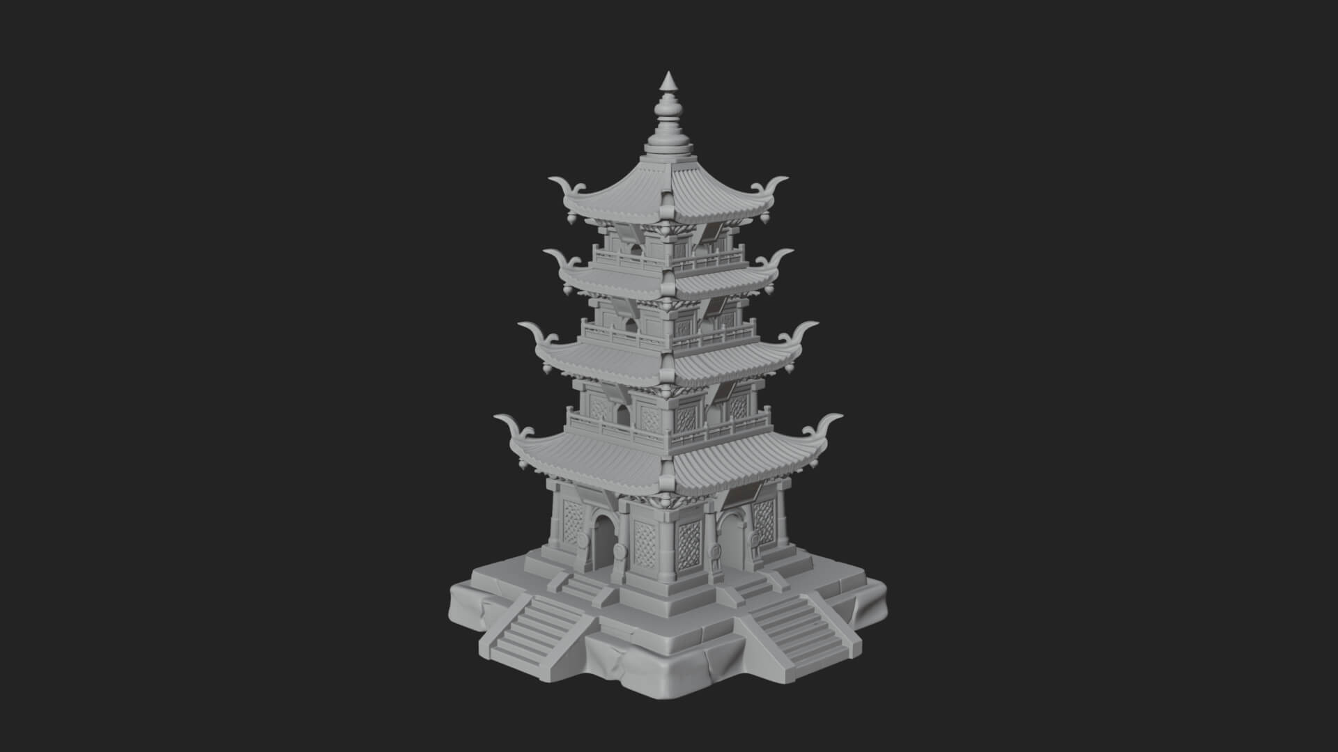 Tiered Pagoda Hall Temple Design 24 3D Print Model 3D Model