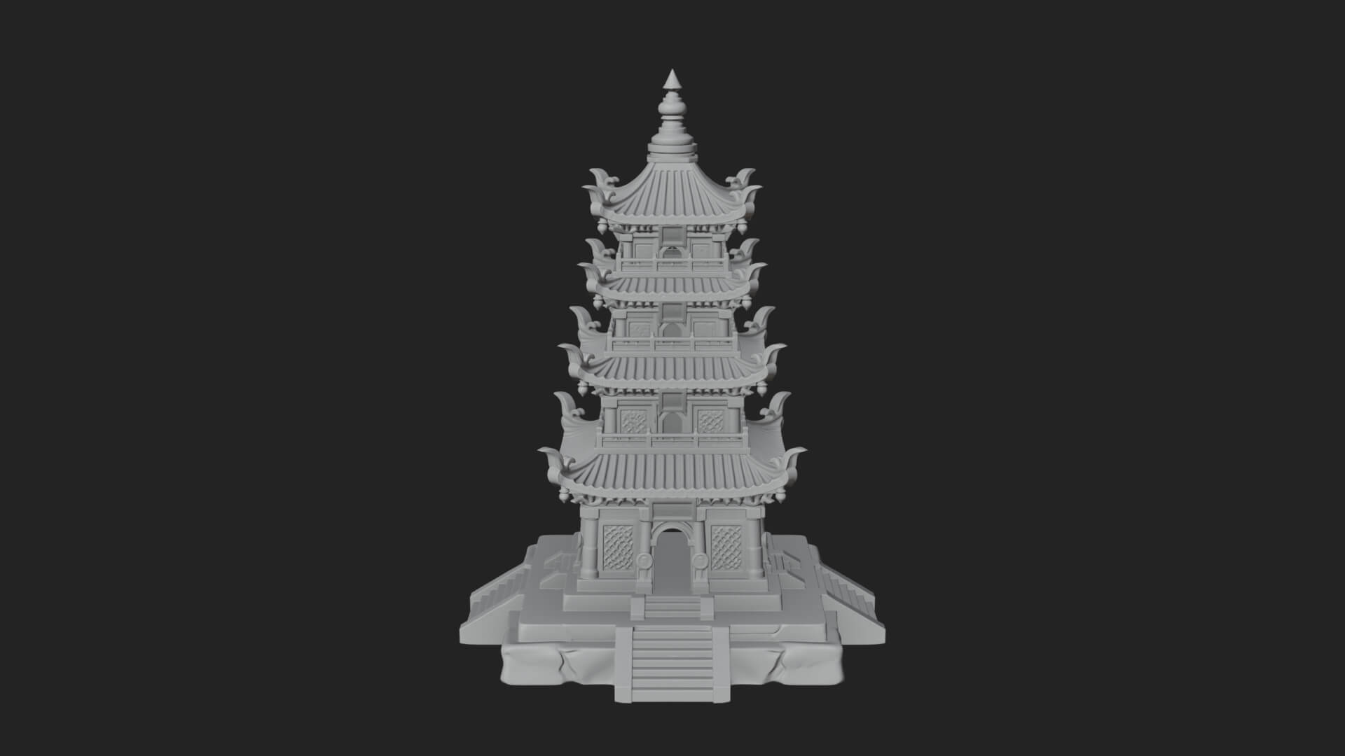 Tiered Pagoda Hall Temple Design 24 3D Print Model 3D Model