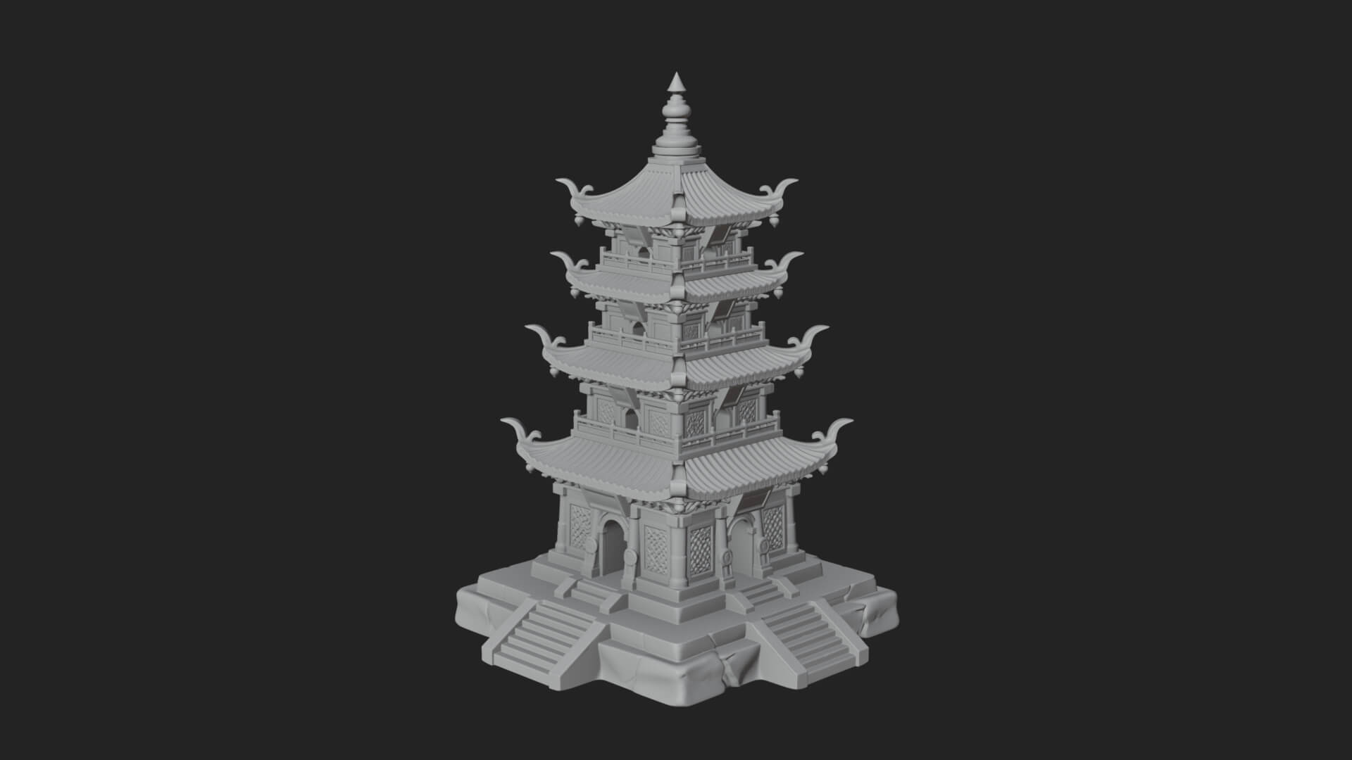 Tiered Pagoda Hall Temple Design 24 3D Print Model 3D Model