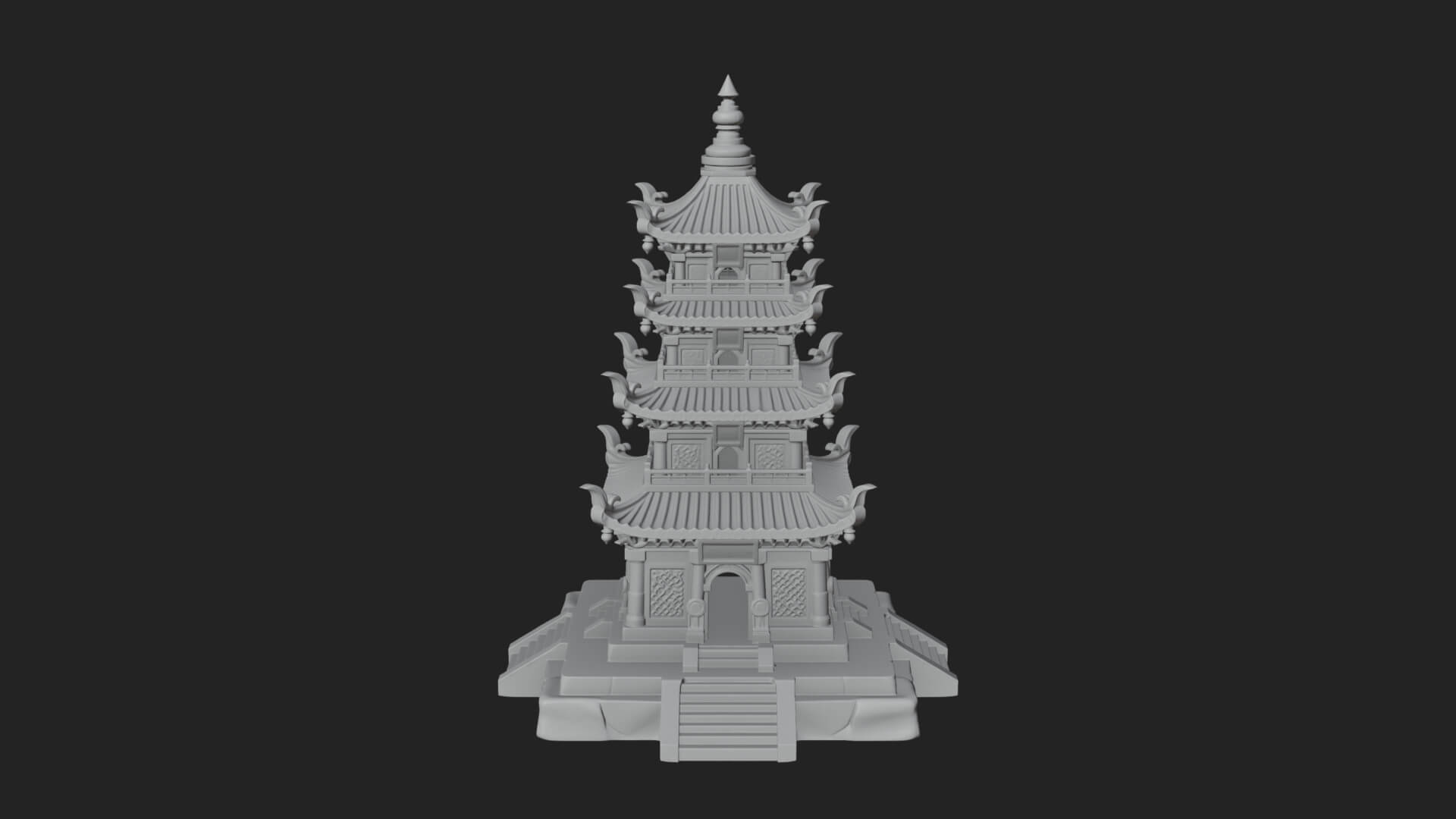 Tiered Pagoda Hall Temple Design 24 3D Print Model 3D Model