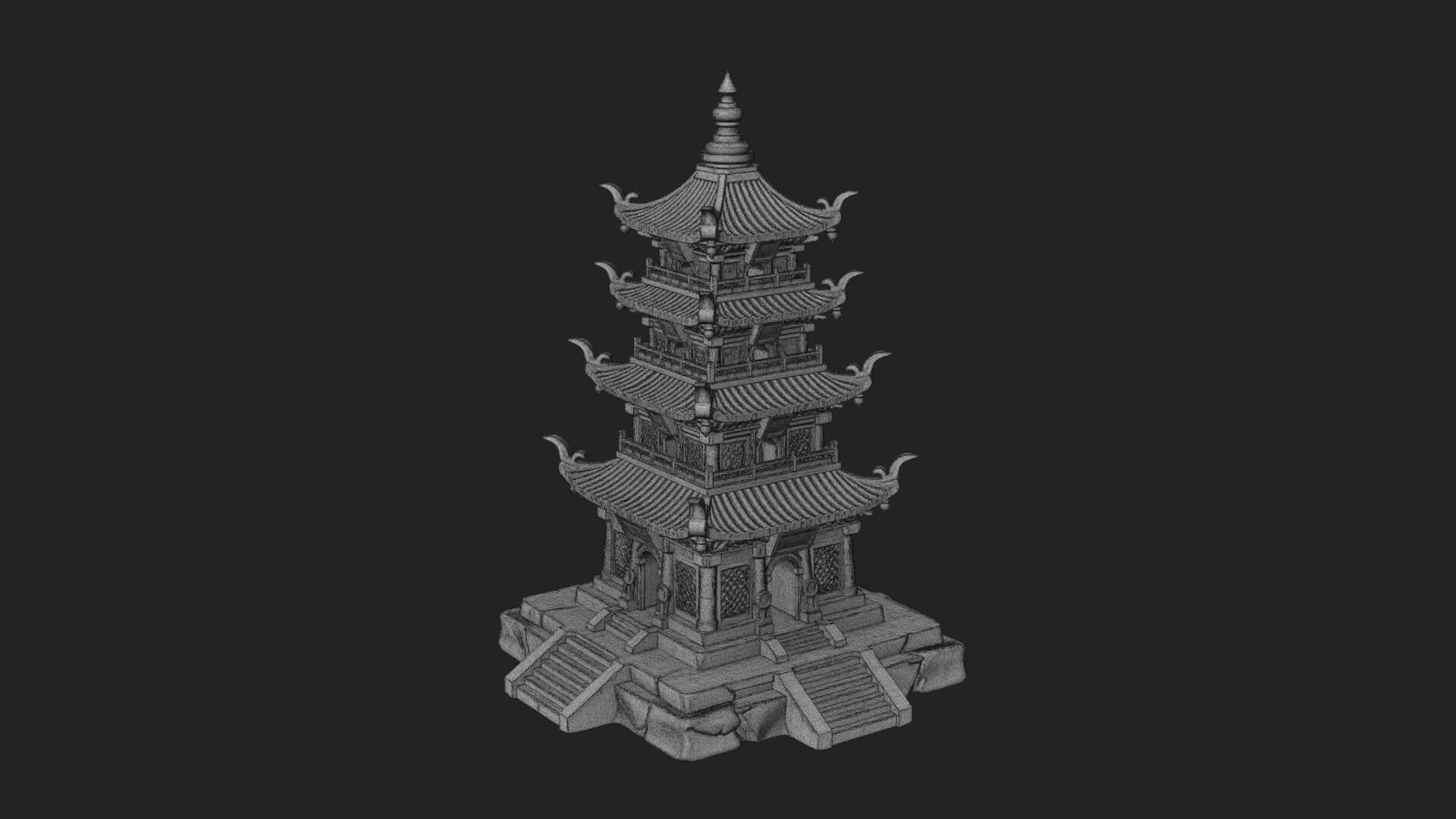 Tiered Pagoda Hall Temple Design 24 3D Print Model 3D Model