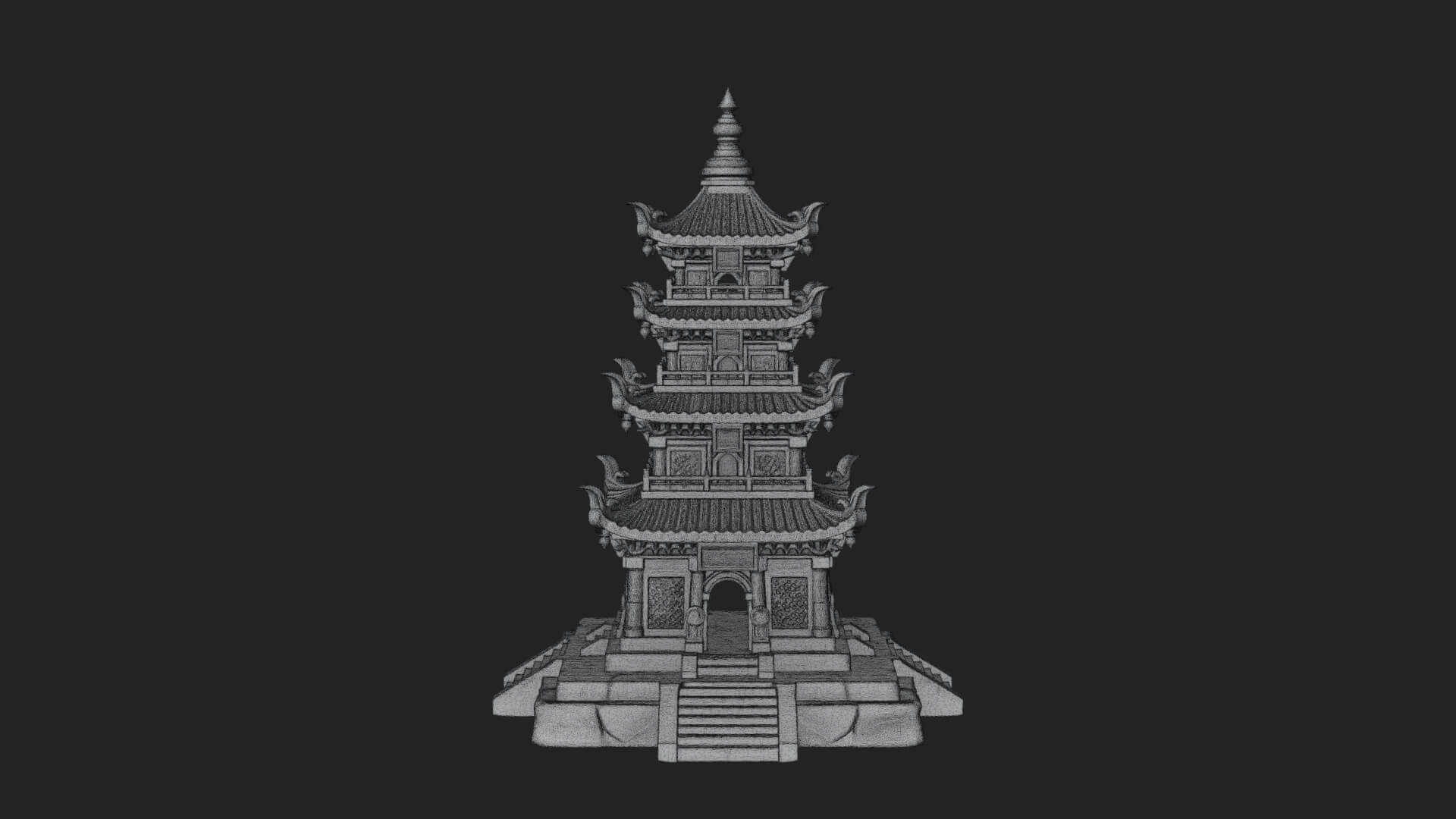 Tiered Pagoda Hall Temple Design 24 3D Print Model 3D Model