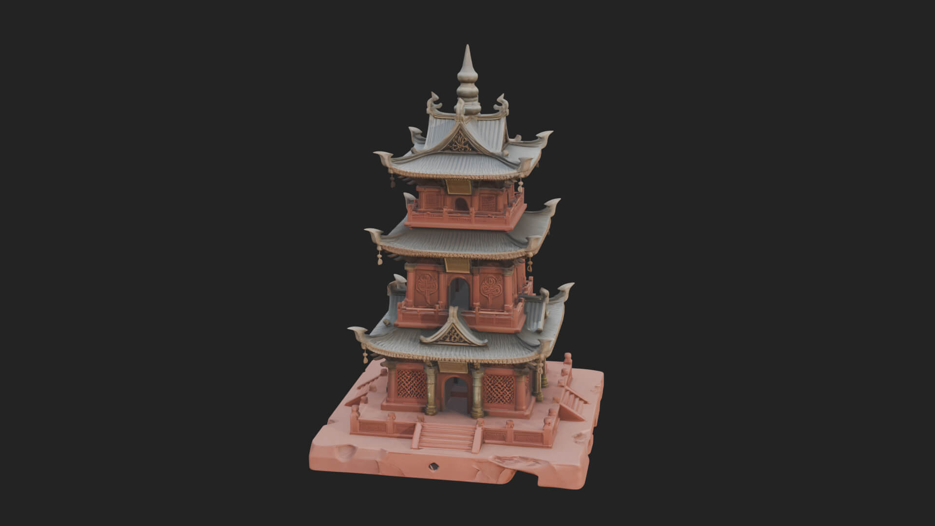 Tiered Pagoda Hall Temple Design 25 3D Print Model 3D Model