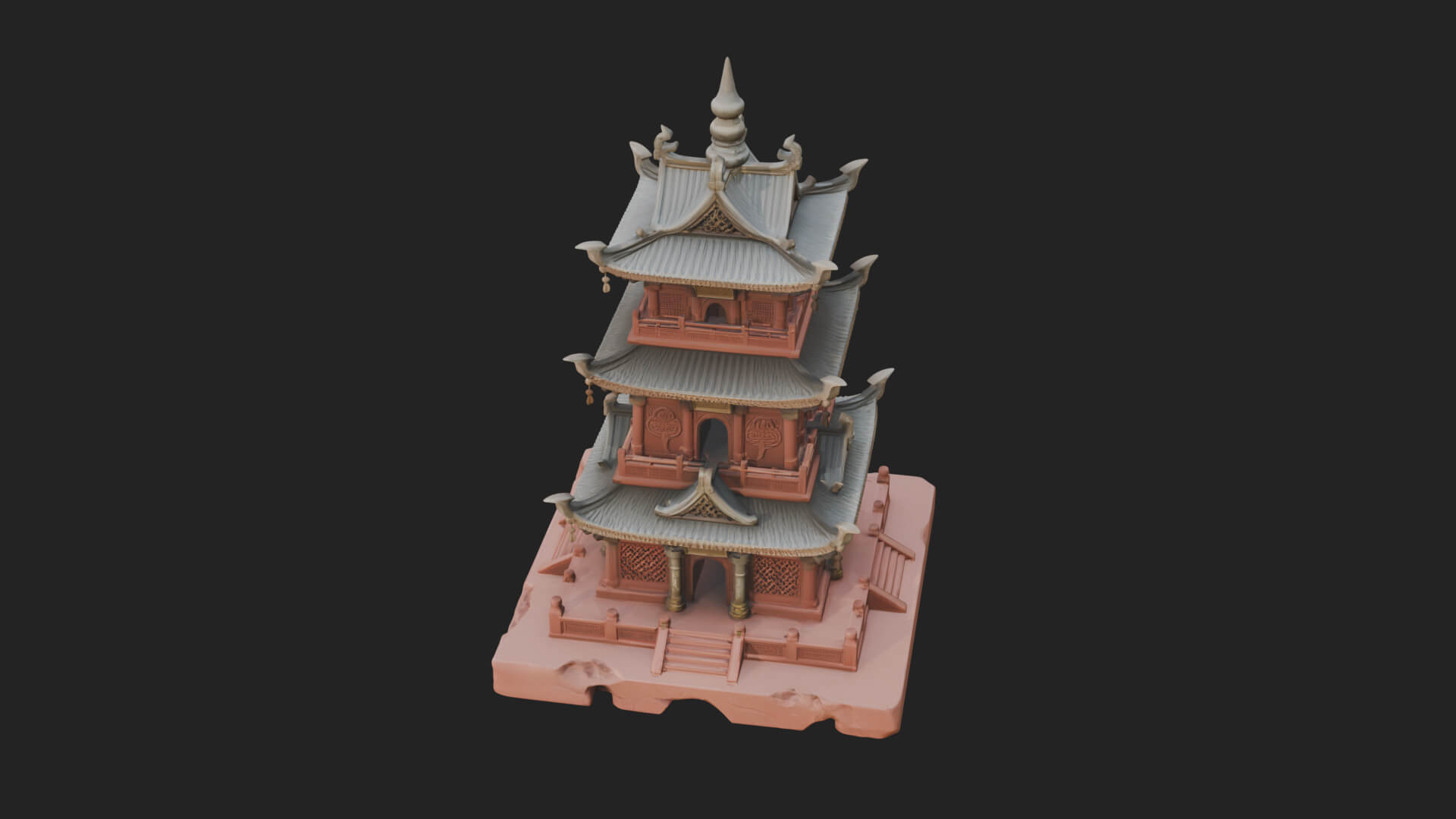 Tiered Pagoda Hall Temple Design 25 3D Print Model 3D Model