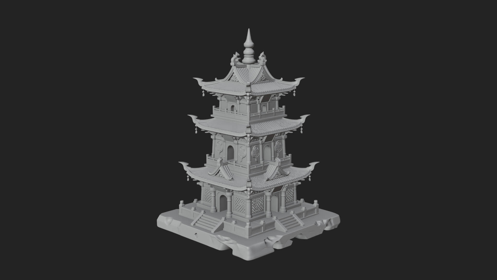 Tiered Pagoda Hall Temple Design 25 3D Print Model 3D Model