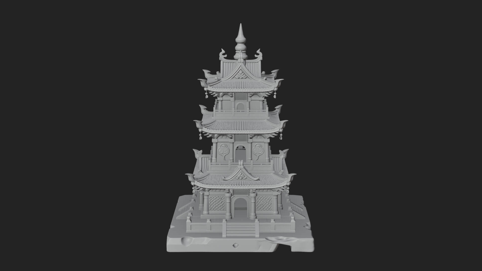 Tiered Pagoda Hall Temple Design 25 3D Print Model 3D Model