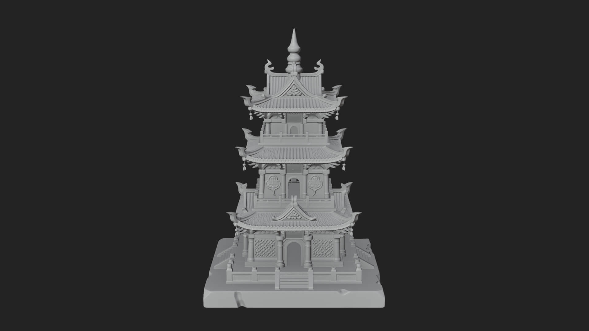 Tiered Pagoda Hall Temple Design 25 3D Print Model 3D Model