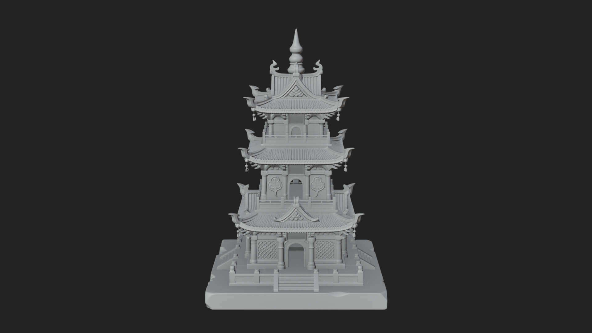 Tiered Pagoda Hall Temple Design 25 3D Print Model 3D Model