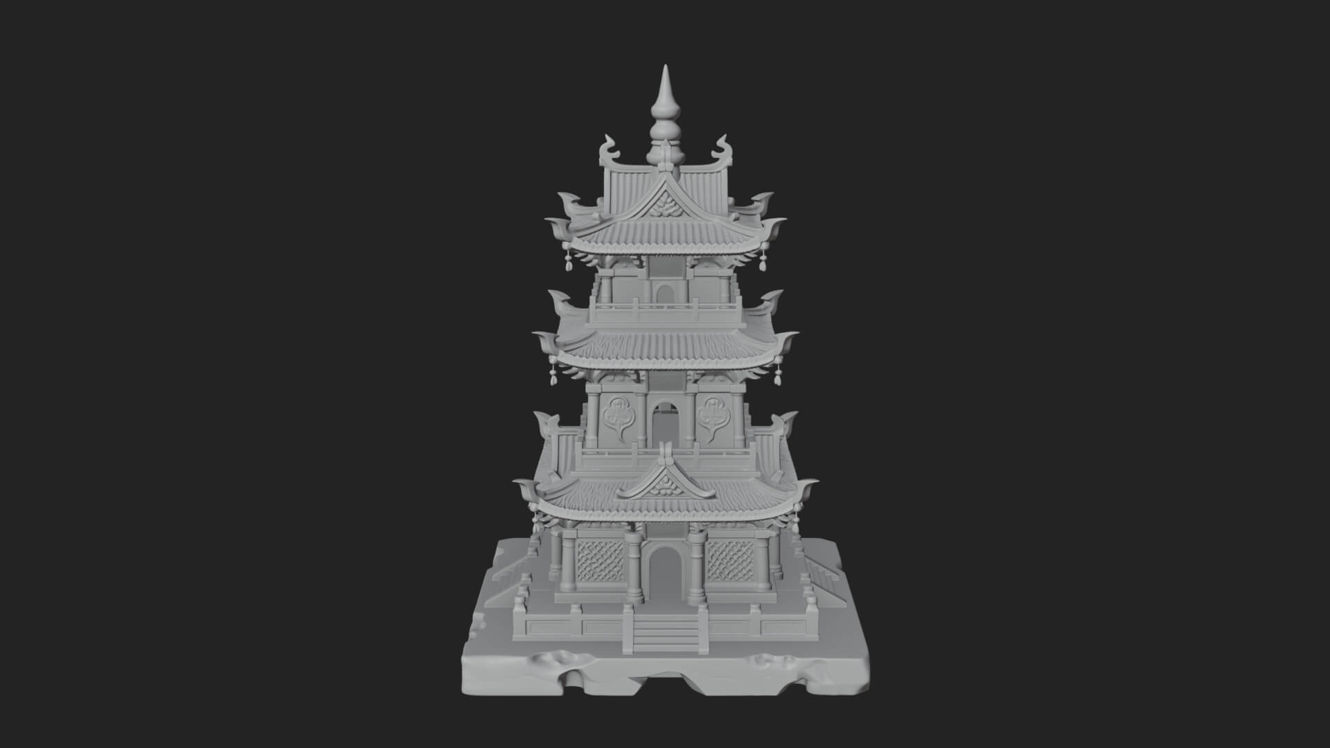 Tiered Pagoda Hall Temple Design 25 3D Print Model 3D Model
