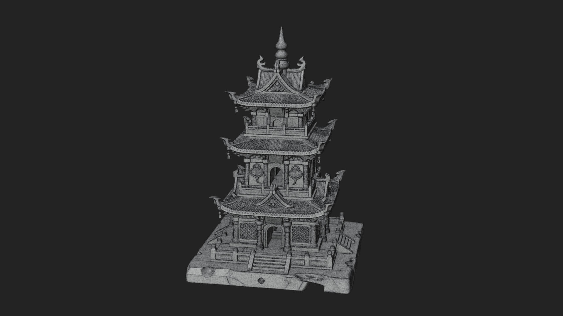 Tiered Pagoda Hall Temple Design 25 3D Print Model 3D Model